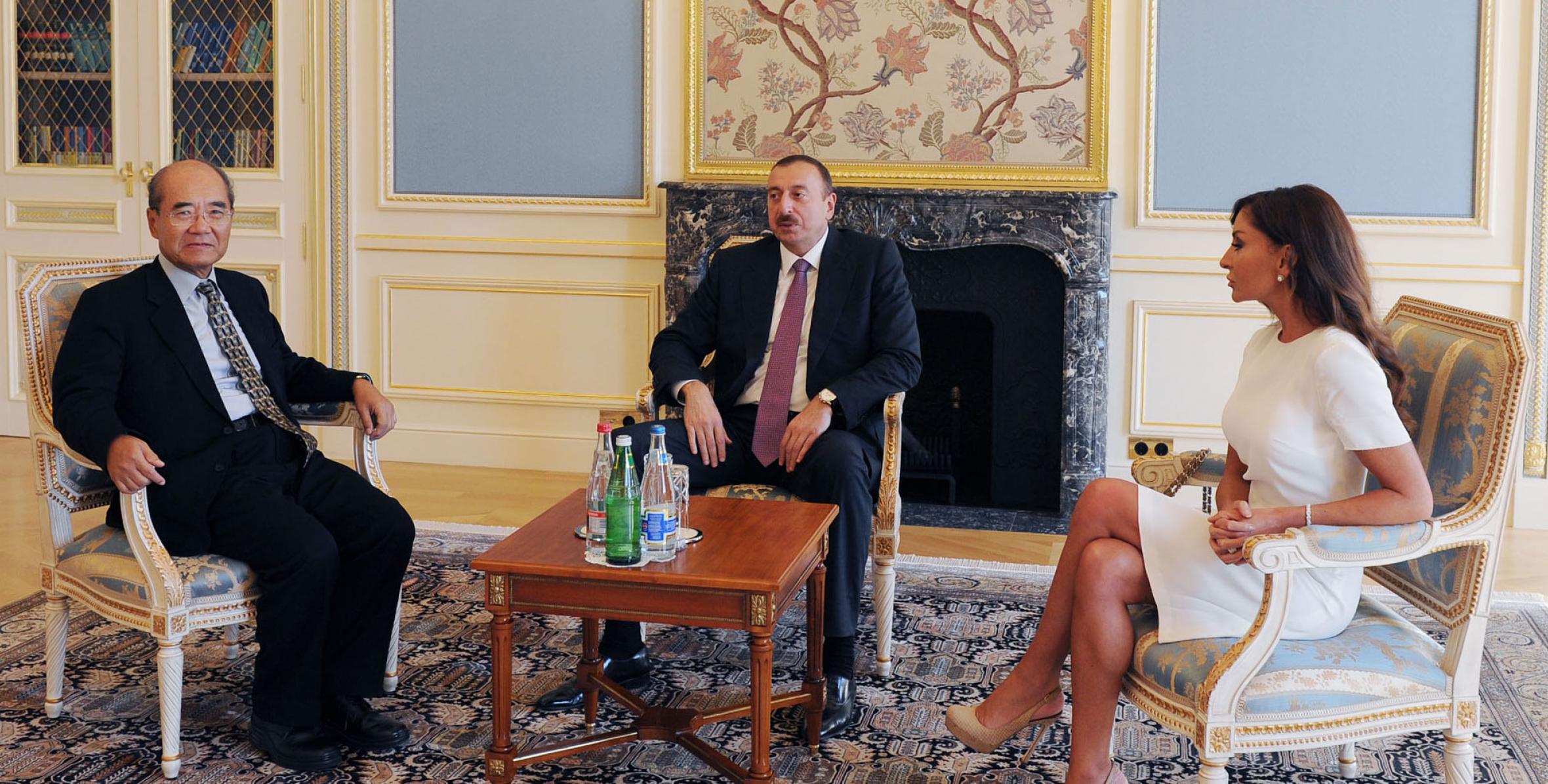 Ilham Aliyev and Mrs. Mehriban Aliyeva, met with the former UNESCO Director General, Koichiro Matsuura
