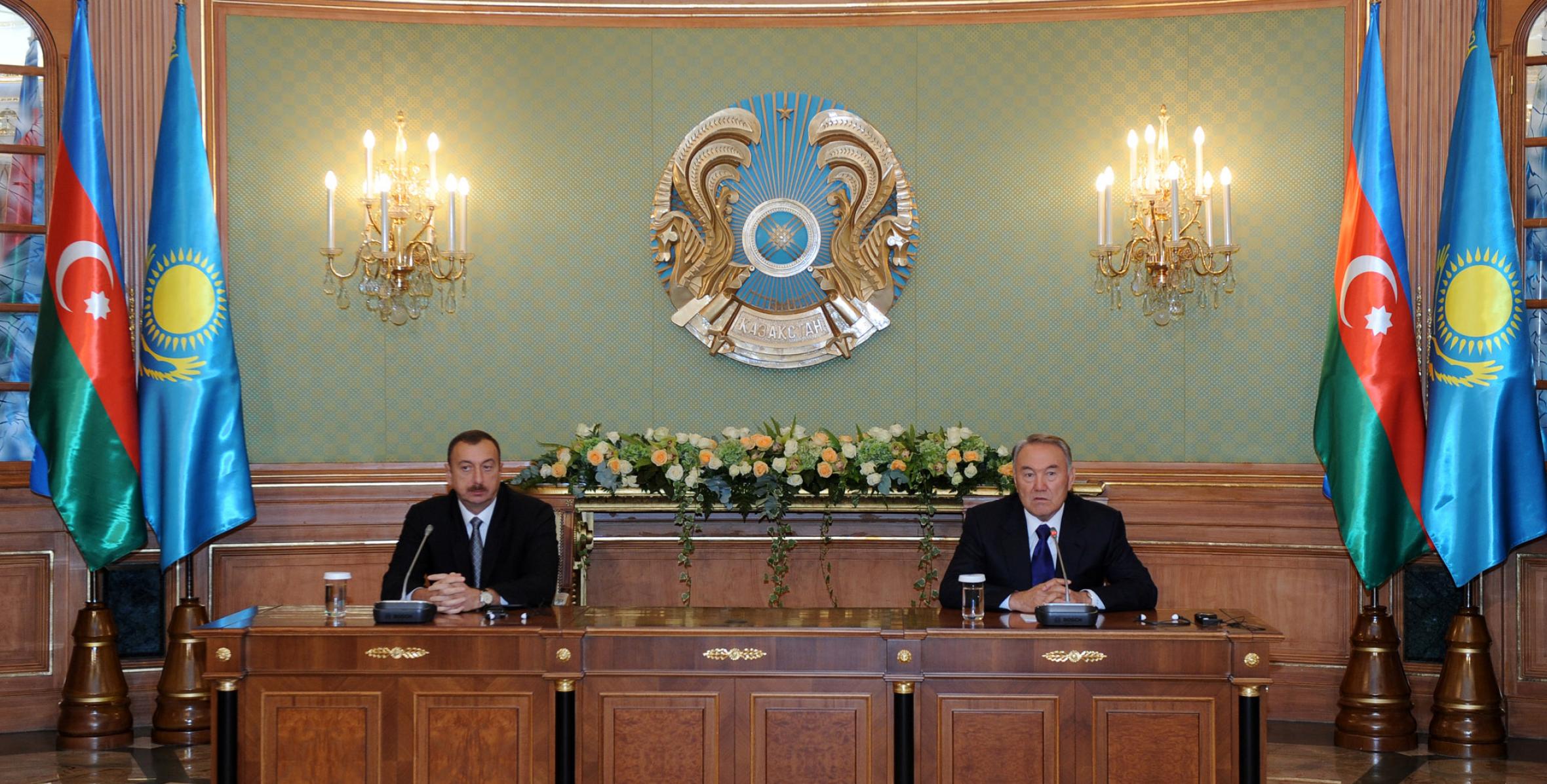 Presidents of Azerbaijan and Kazakhstan made statements for the press