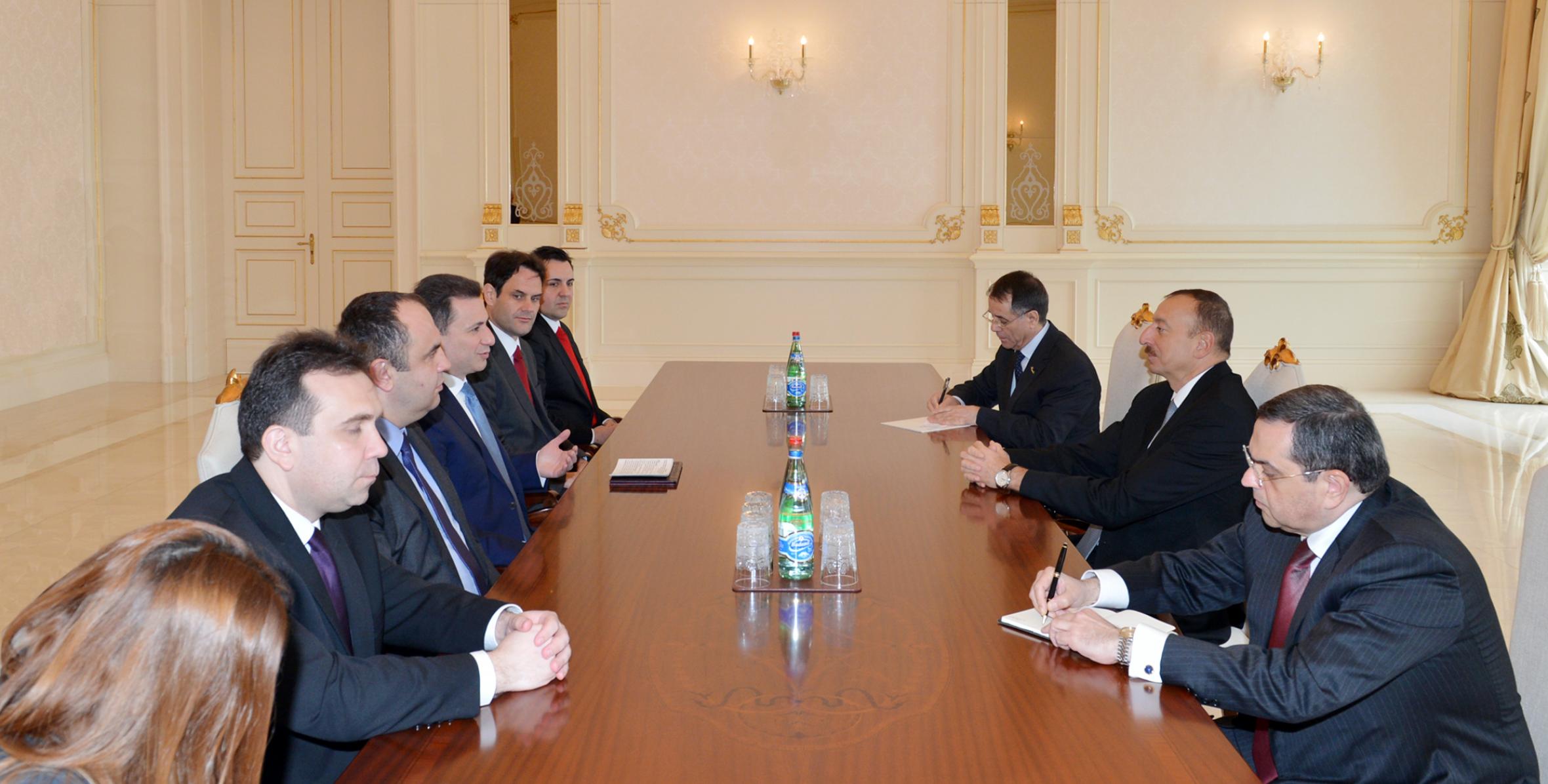 Ilham Aliyev received a delegation led by the Prime Minister of Macedonia