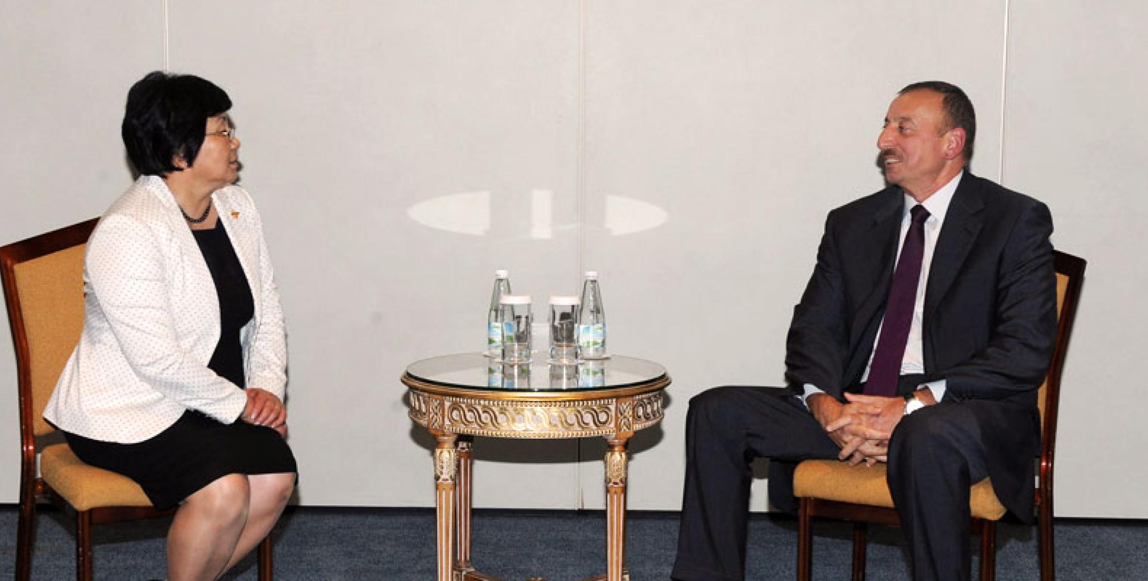Ilham Aliyev met with interim President of Kyrgyzstan Roza Otunbayeva
