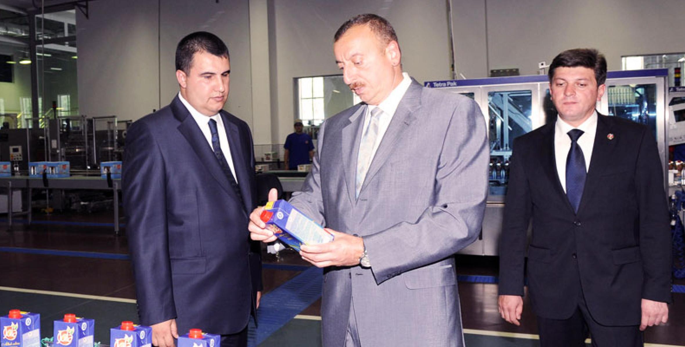 Ilham Aliyev checked out the new production shops created in “Gilan” canning plant of Gabala