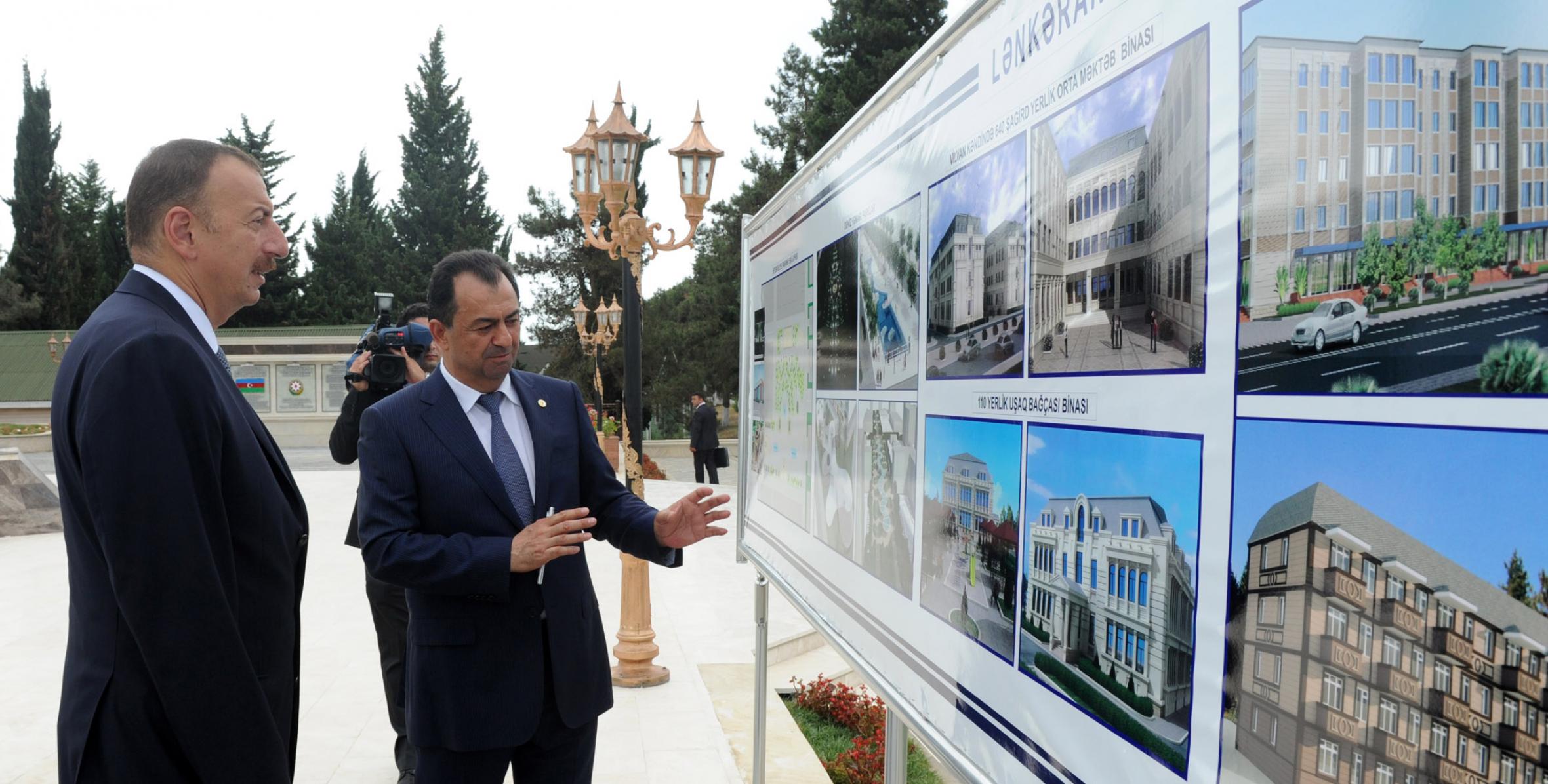Ilham Aliyev reviewed the Flag Square in Lankaran