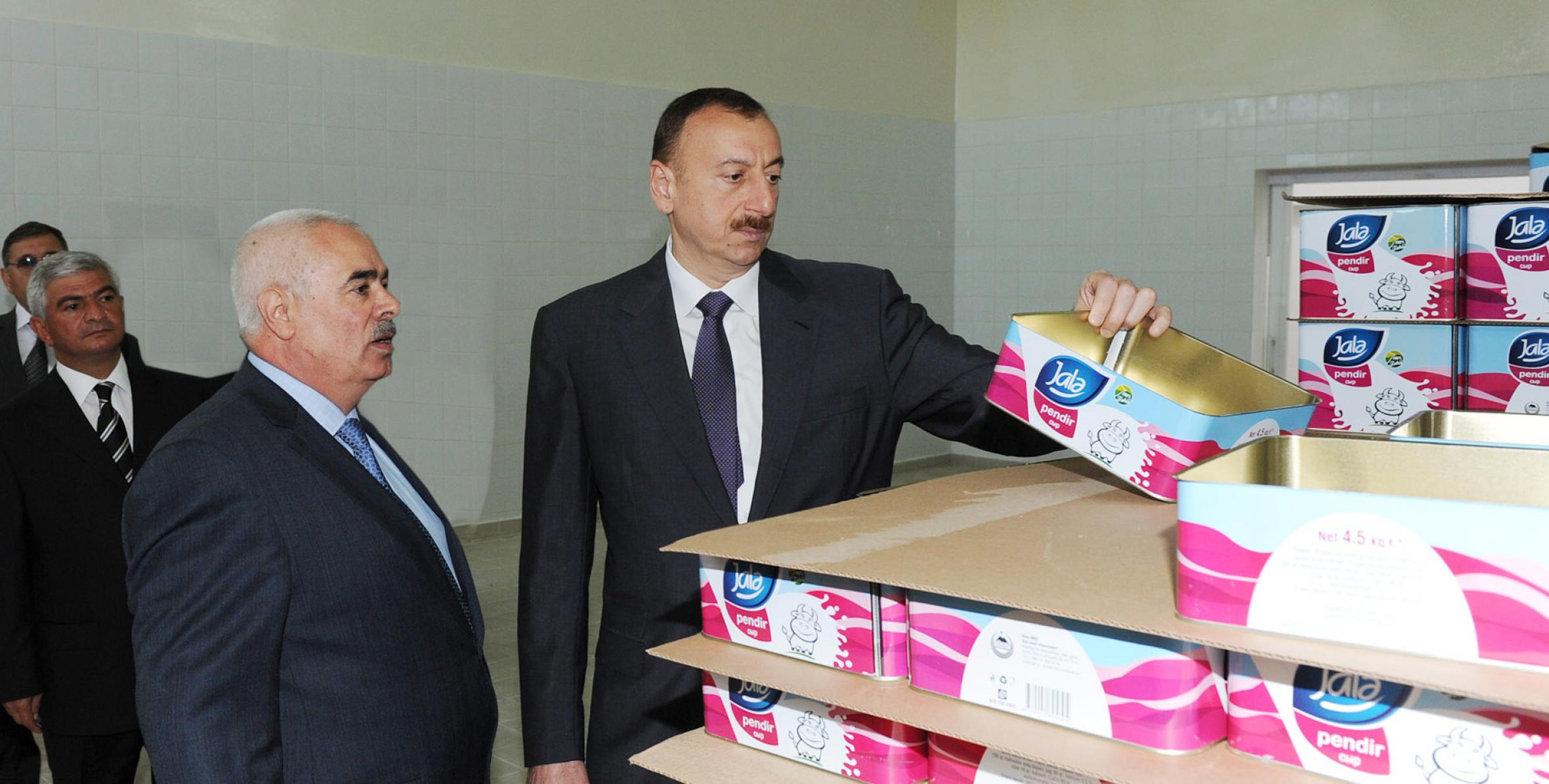 Ilham Aliyev attended the opening of a new dairy plant in the town of Agjabadi