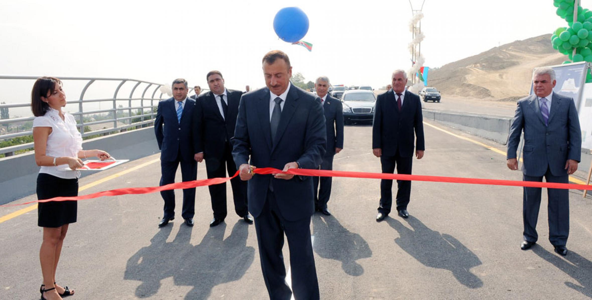 Ilham Aliyev took part in the opening of the Shabran encircling highway and the bridge compound