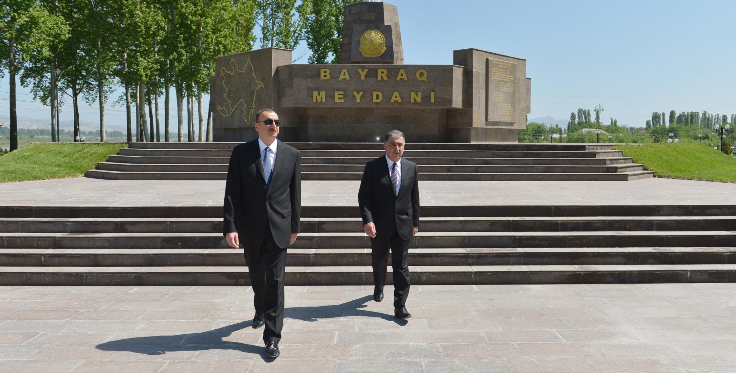 Ilham Aliyev reviewed the Flag Square in Agdash