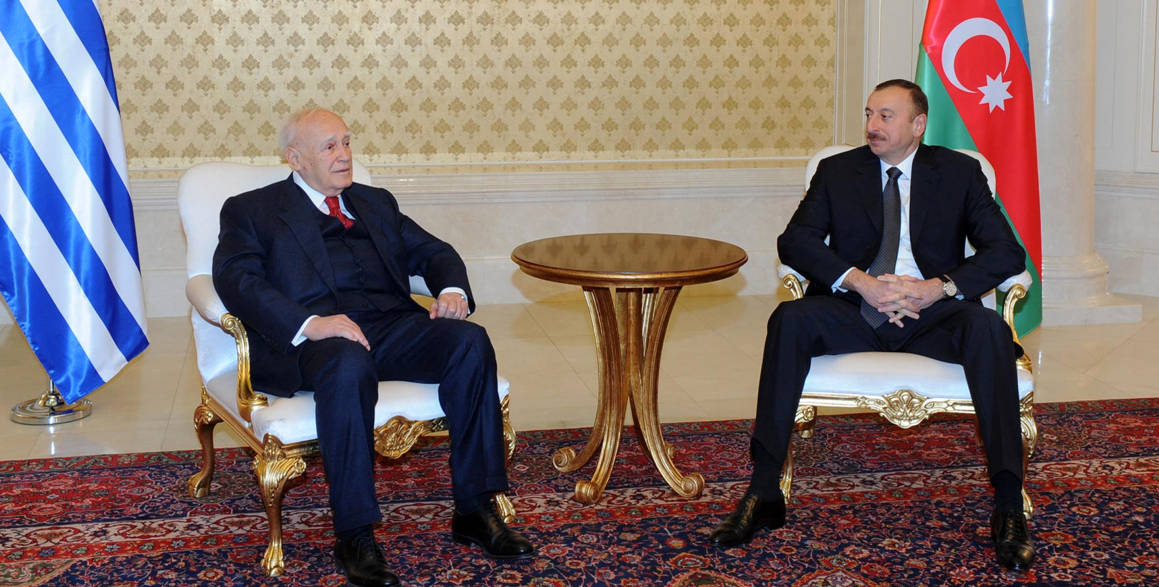 Ilham Aliyev and Greek President Karolos Papoulias had a face-to-face meeting
