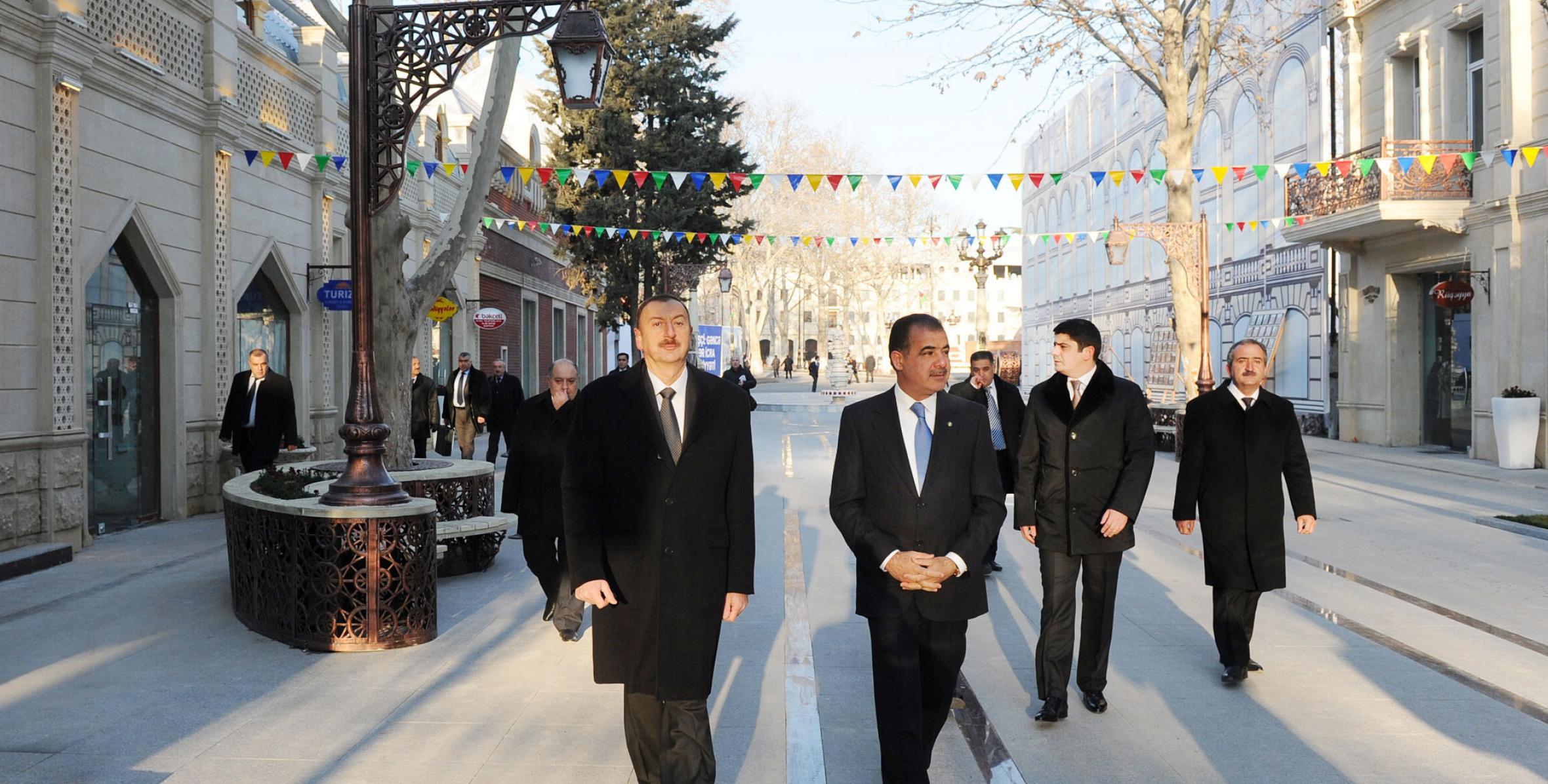 Ильхам Алиев ознакомился с работой по благоустройству на улице Джавад хана в Гяндже