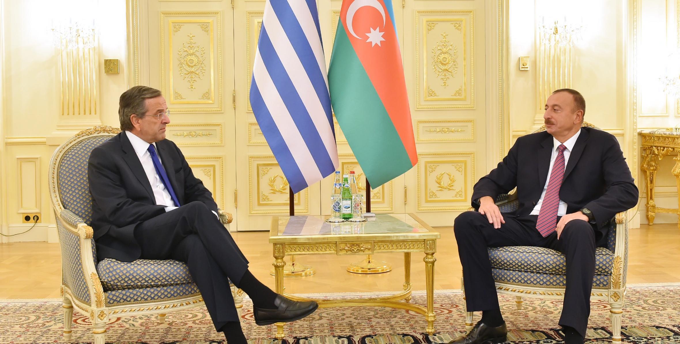 Ilham Aliyev and Prime Minister of Greece Antonis Samaras held a one-on-one meeting