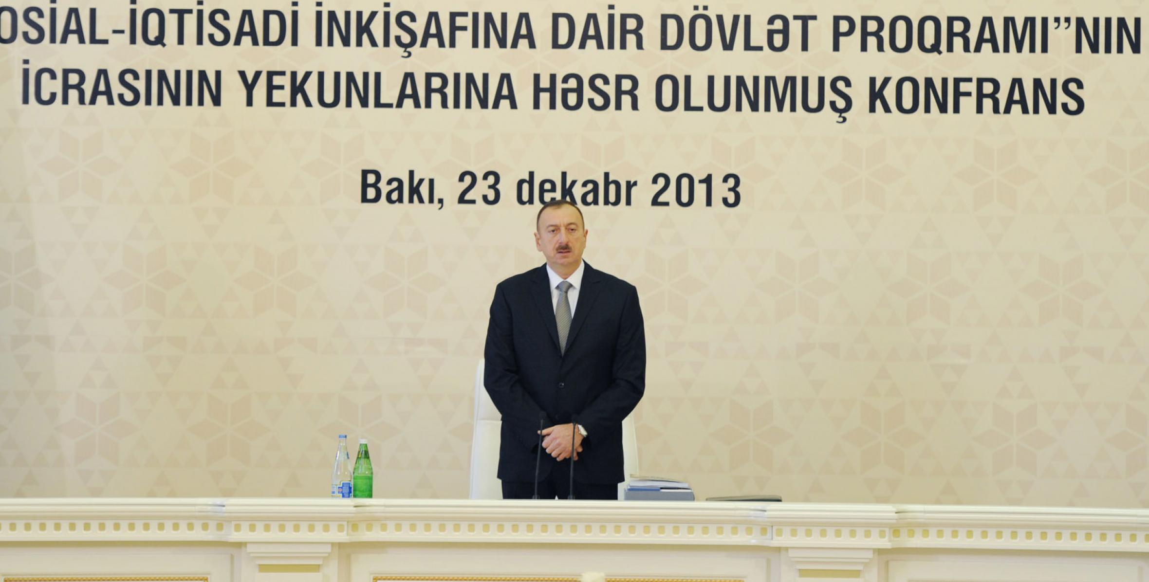 Вступительная pечь Ильхама Алиева на конференции, посвященной итогам исполнения Государственной программы социально-экономического развития города Баку и его поселков