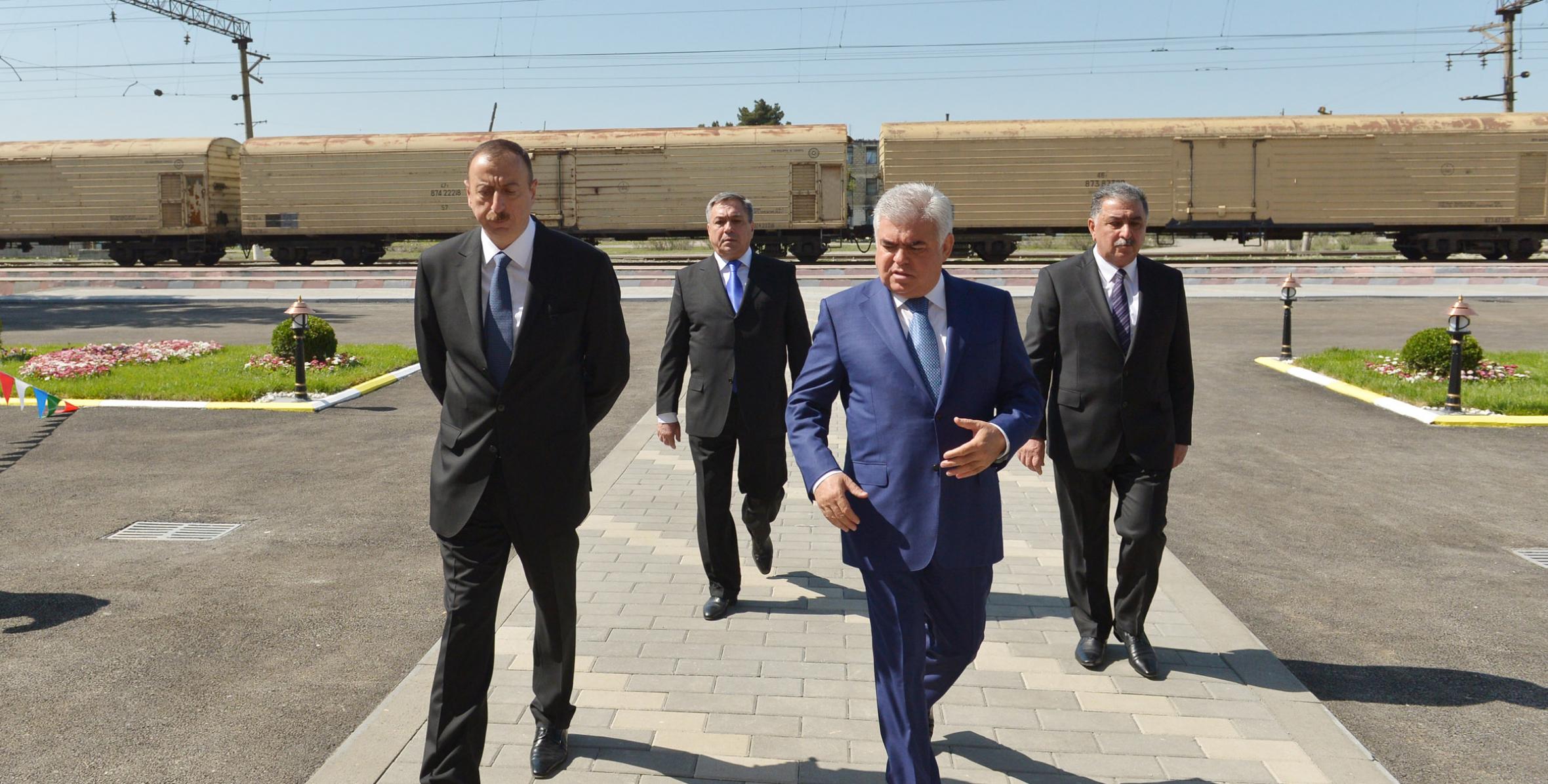 Ilham Aliyev attended the opening ceremony of a new railway station building in Laki