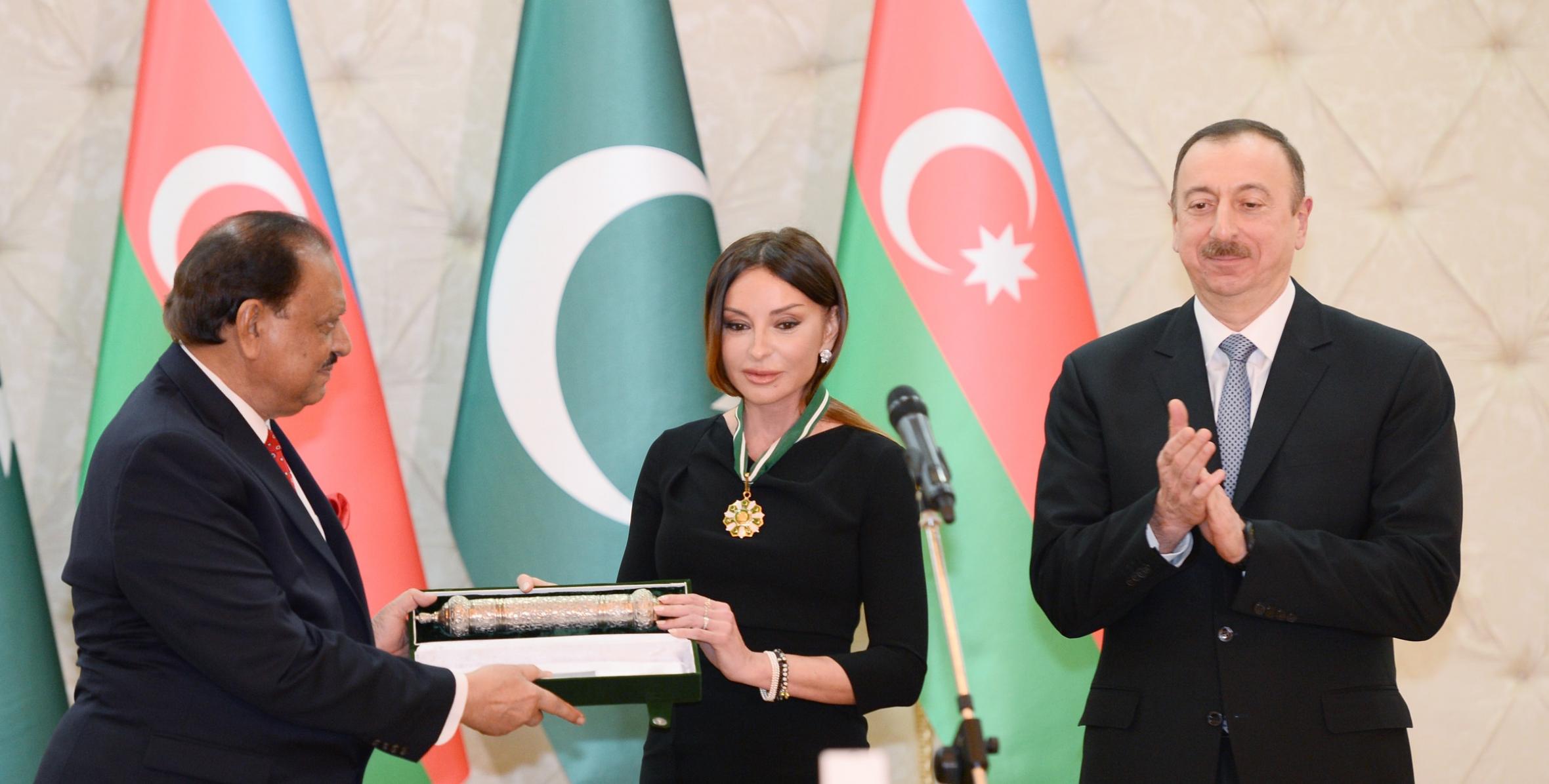 Azerbaijan`s first lady Mehriban Aliyeva handed “Hilal-e-Pakistan” order