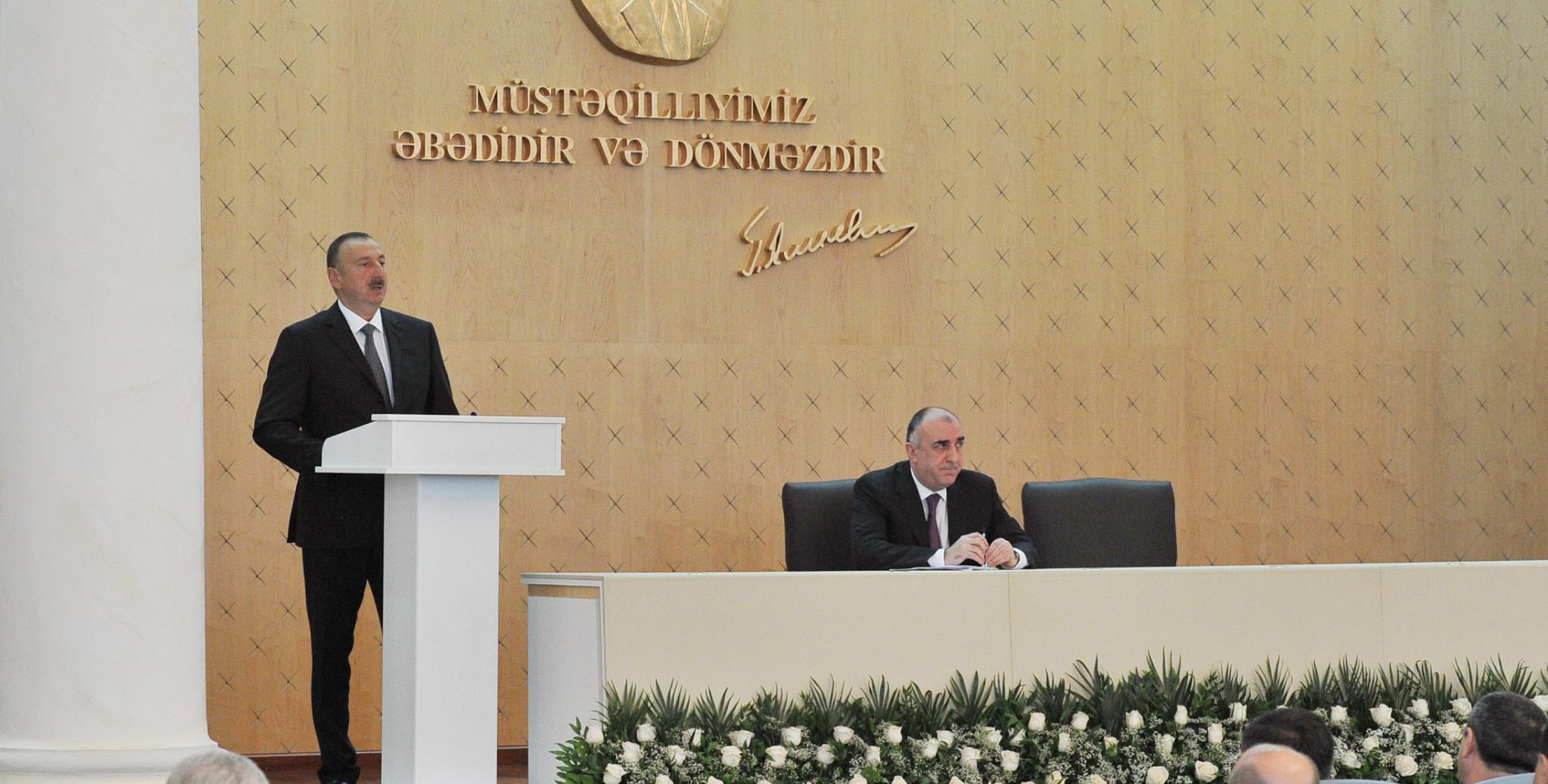 Речь Ильхама Алиева на пятом совещании руководителей органов дипломатической службы Азербайджана
