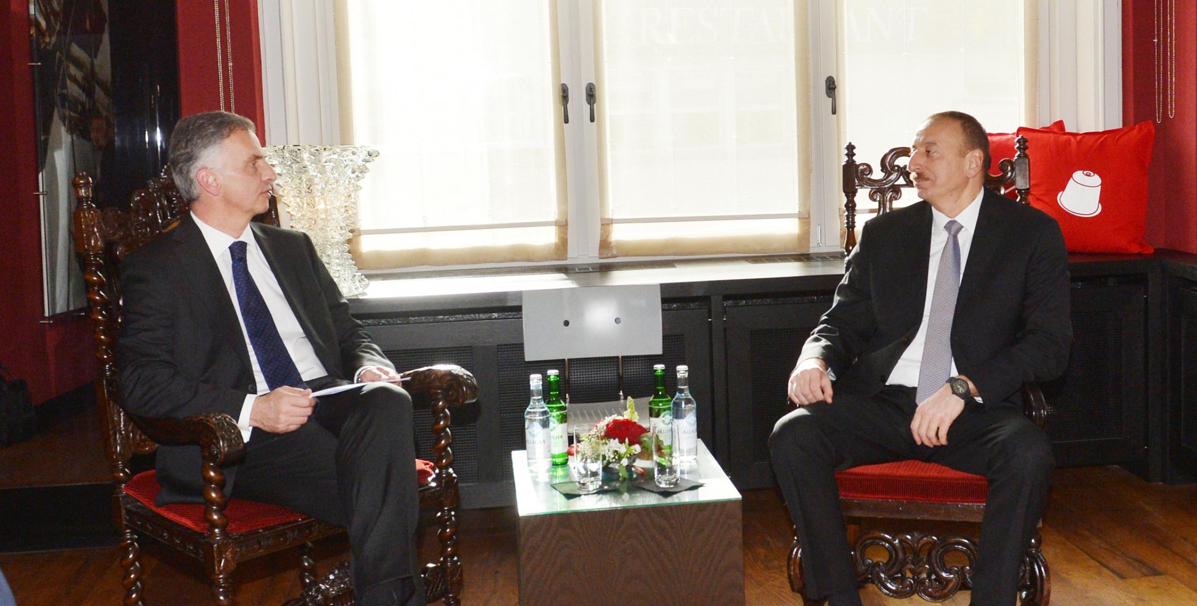 Ilham Aliyev met with President of the Swiss Confederation Didier Burkhalter in Davos
