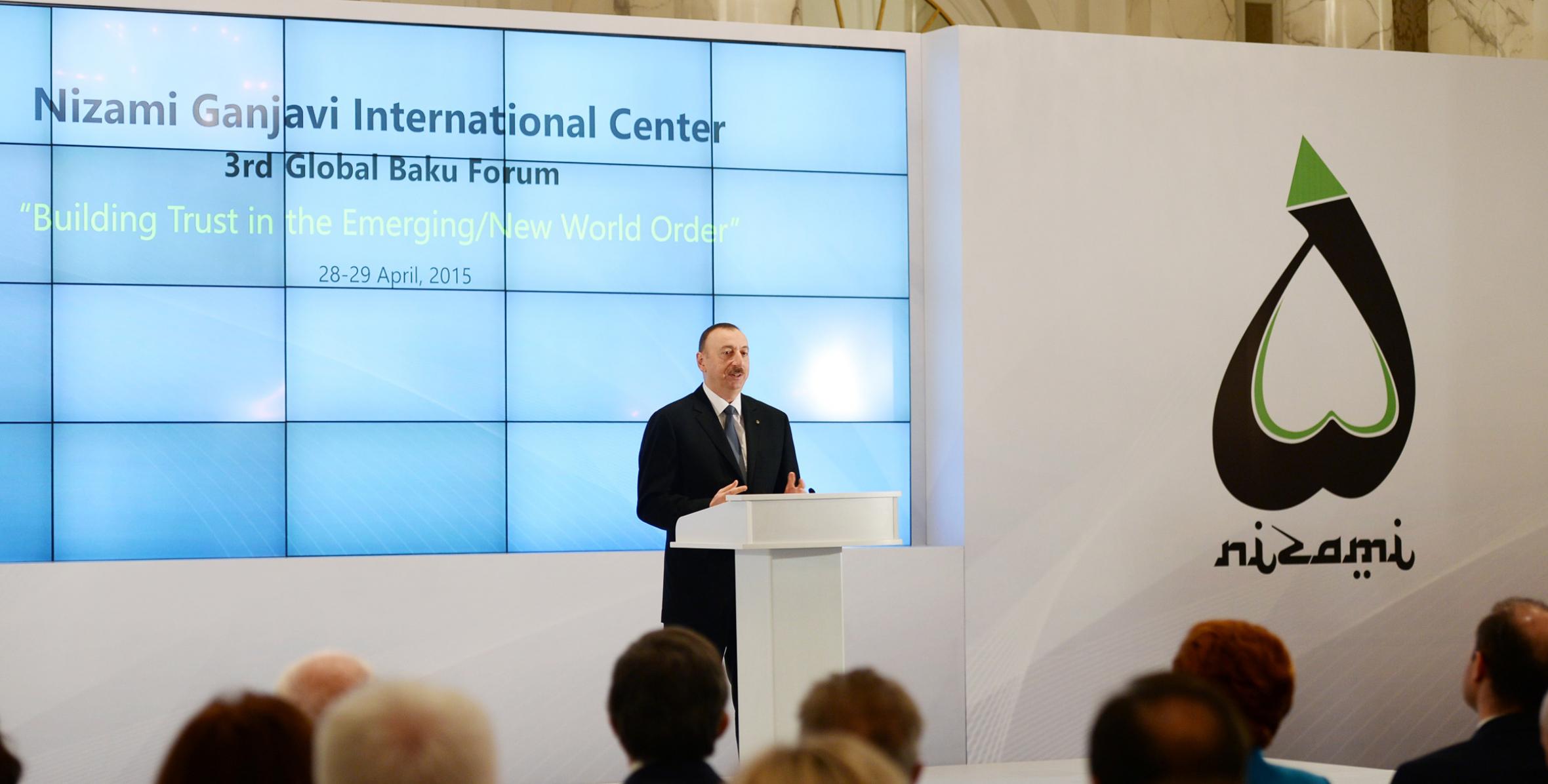 Ilham Aliyev attended the opening ceremony of the 3rd Global Baku Forum