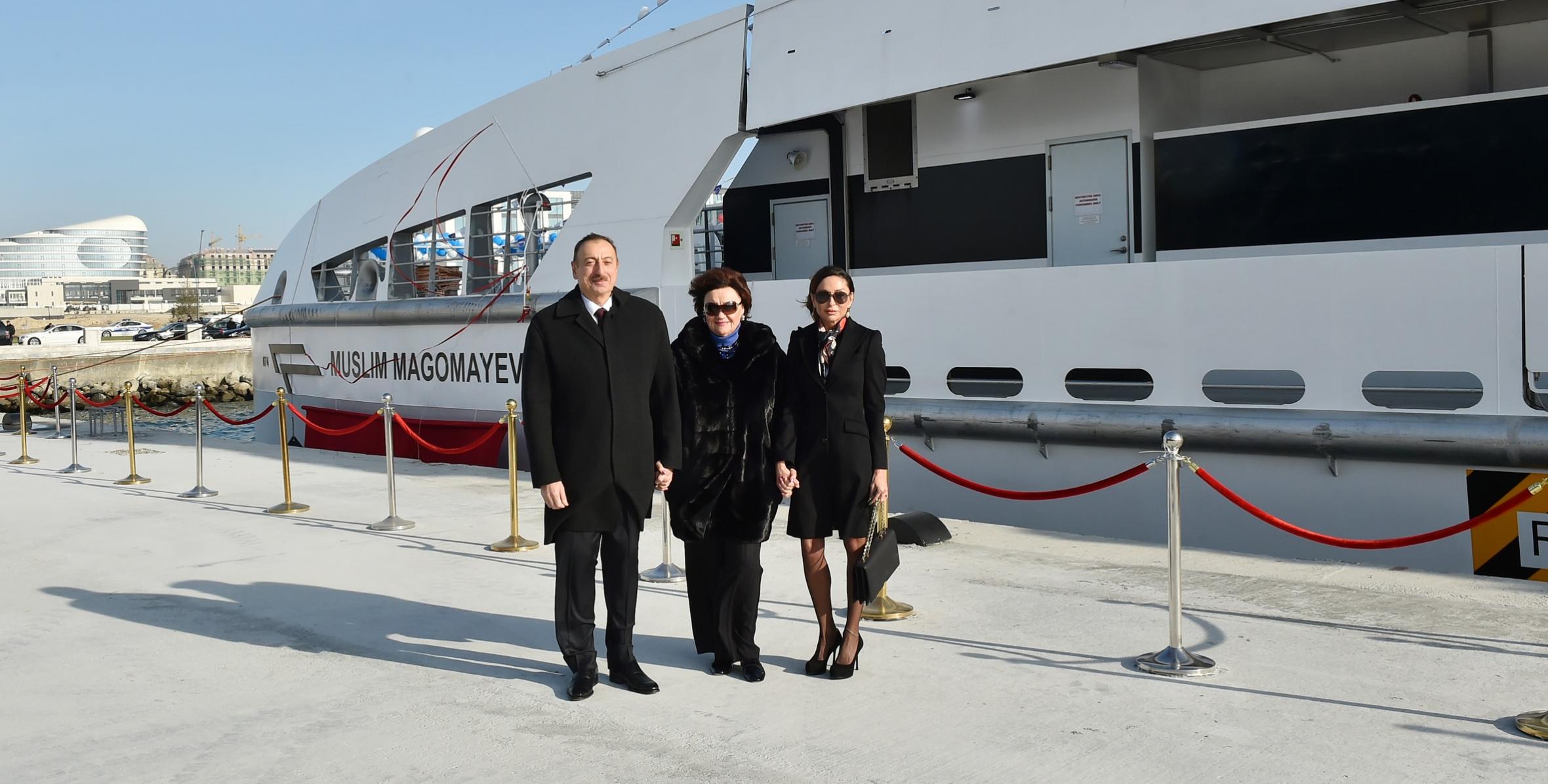 Ilham Aliyev attended a ceremony to inaugurate the fast crew boat after world-renowned singer Muslim Magomayev