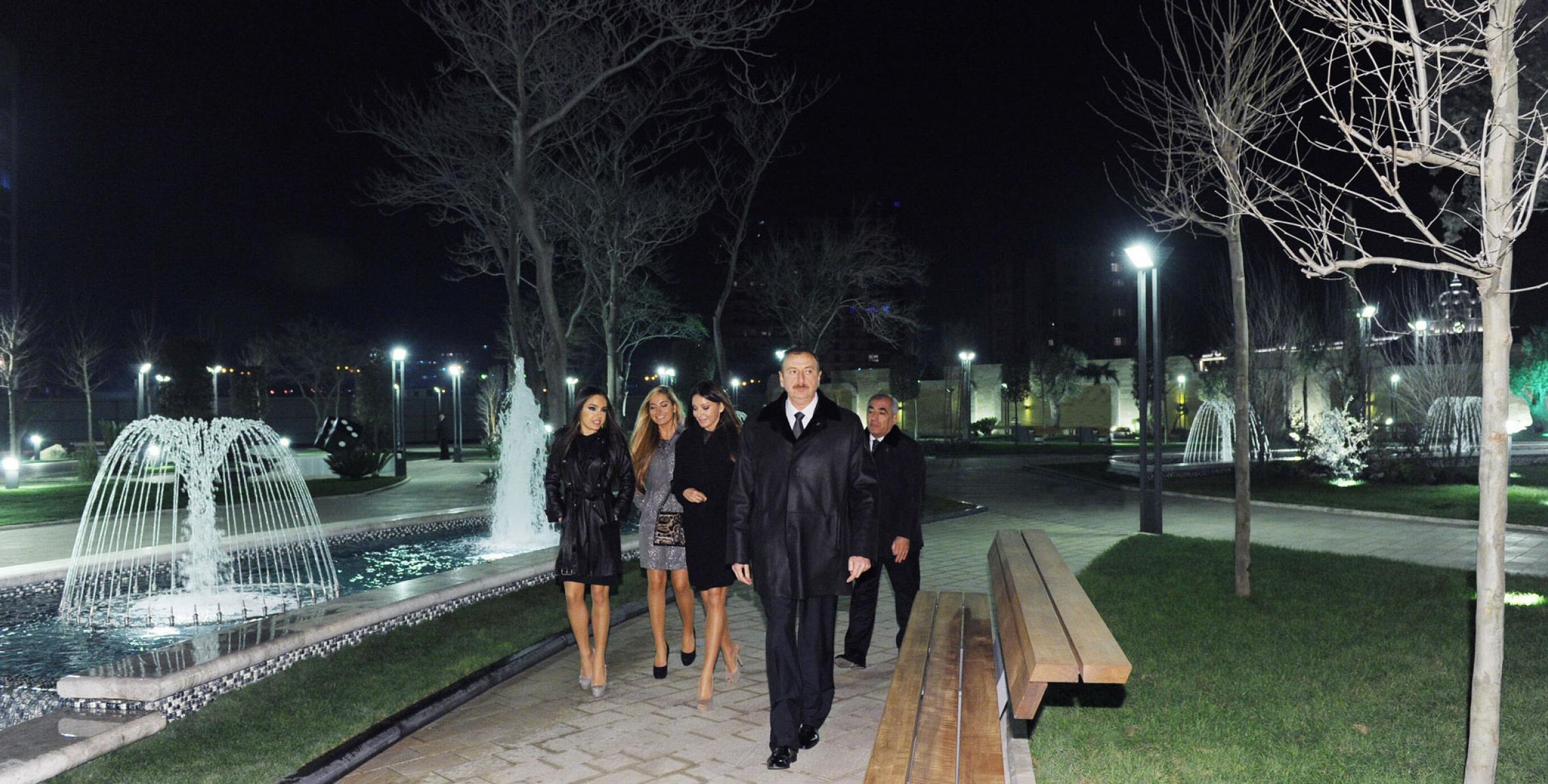 Ilham Aliyev attended the opening of a new park next to the Baku Marine Trade Port