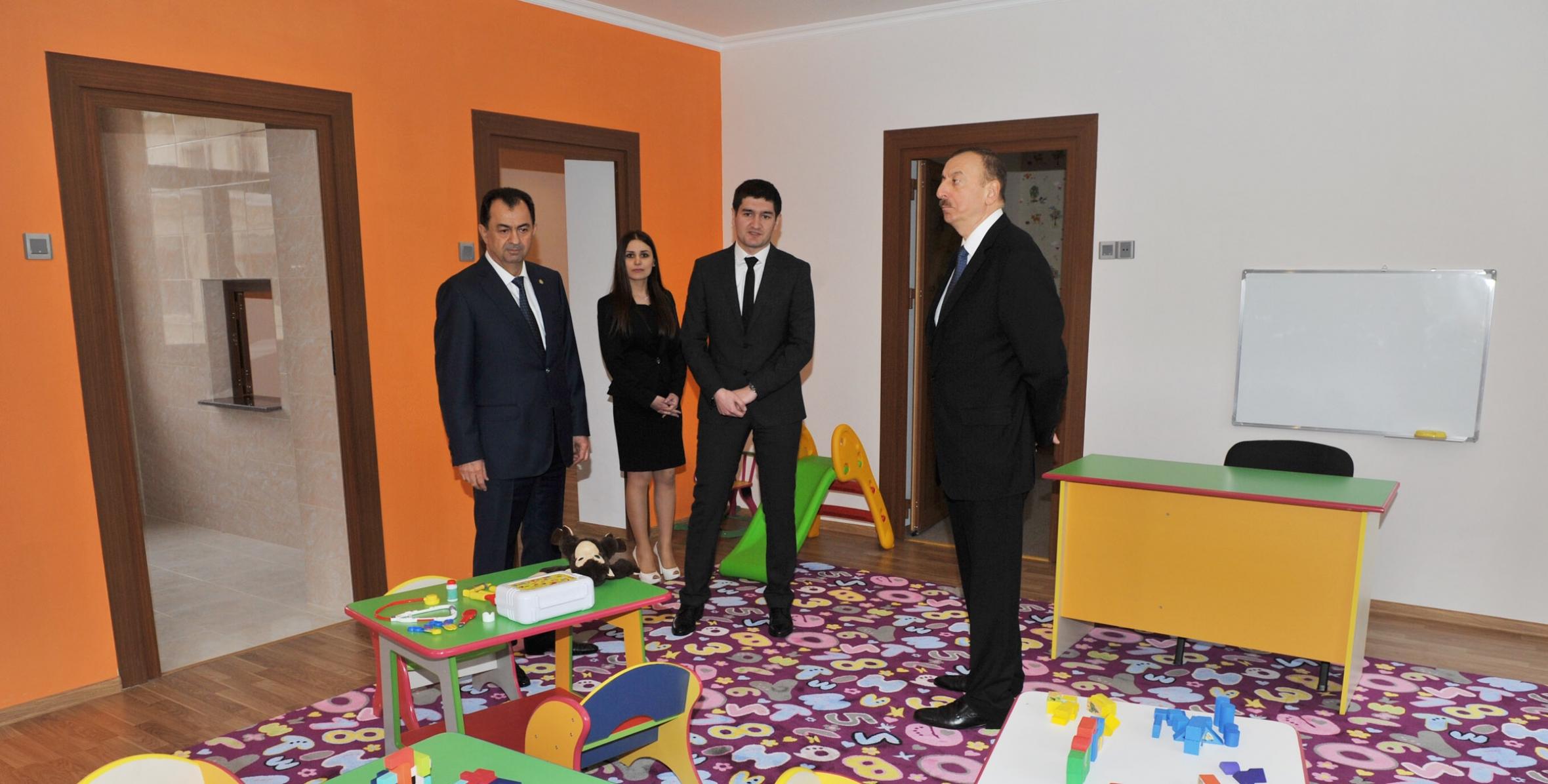 Ильхам Алиев принял участие в открытии нового детского сада в Лянкяране