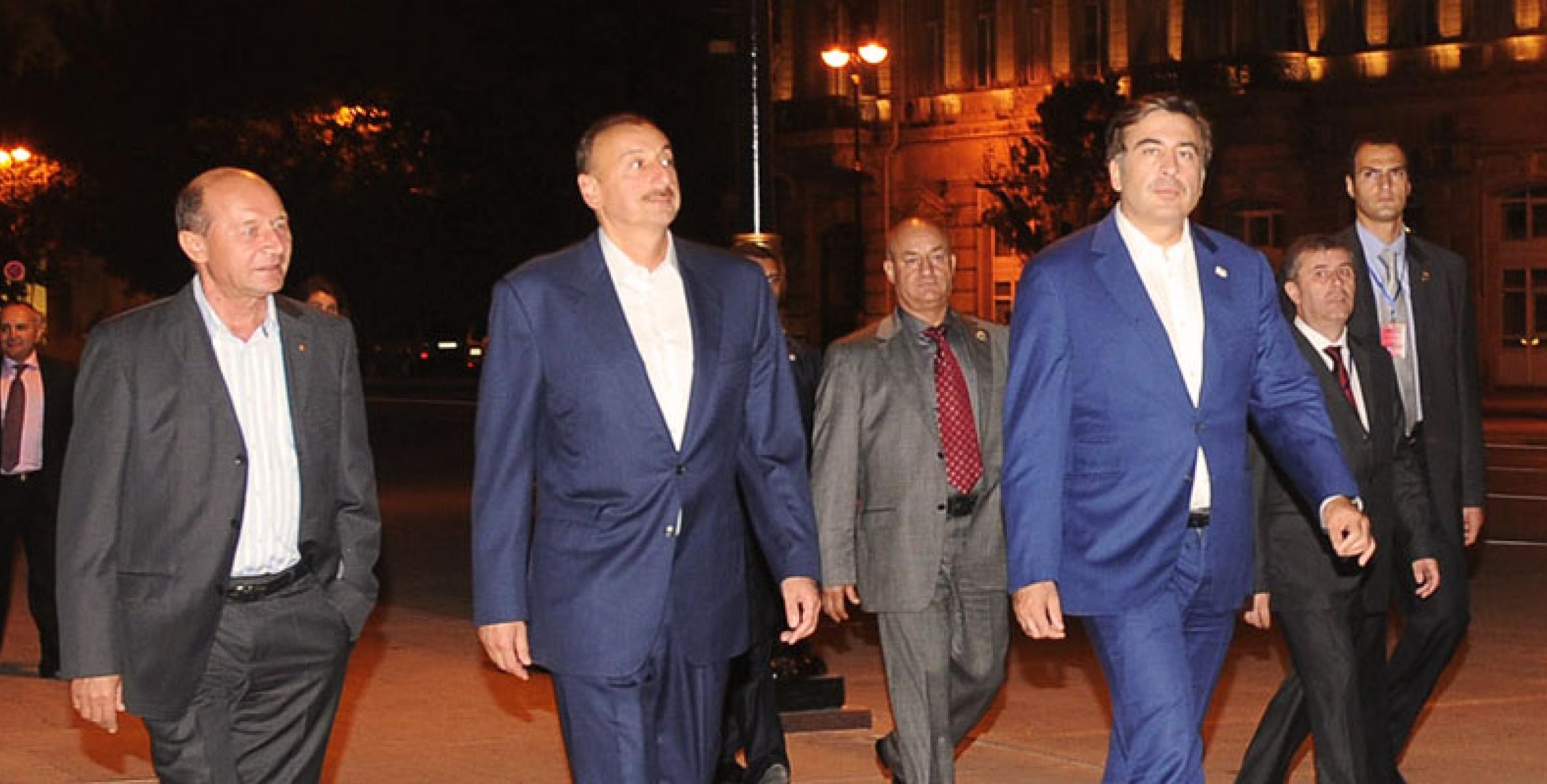 Ilham Aliyev, Traian Basescu, and Mikheil Saakashvili toured the Seaside National Park