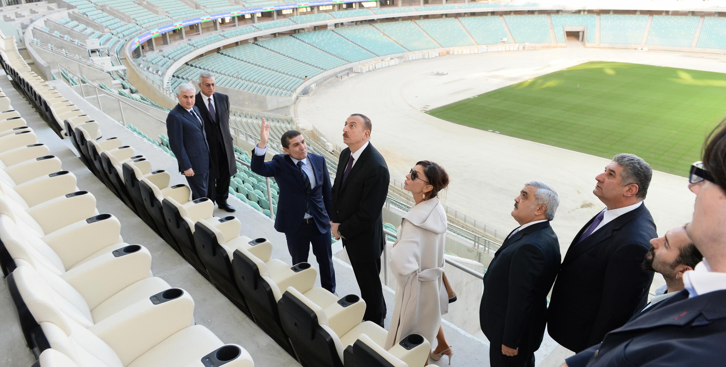Ilham Aliyev reviewed ongoing work at the Baku Olympic Stadium