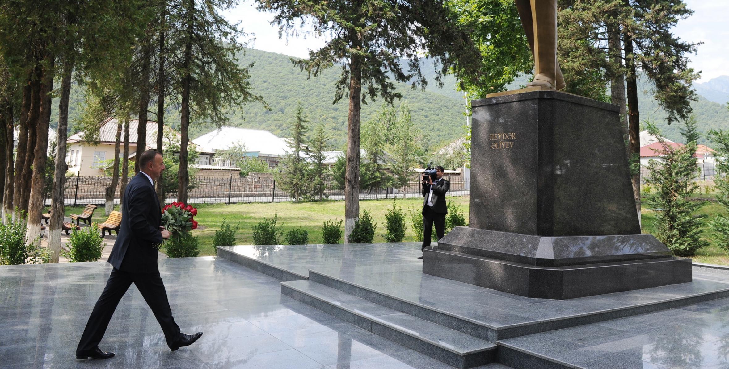 Ilham Aliyev arrived in Oguz District