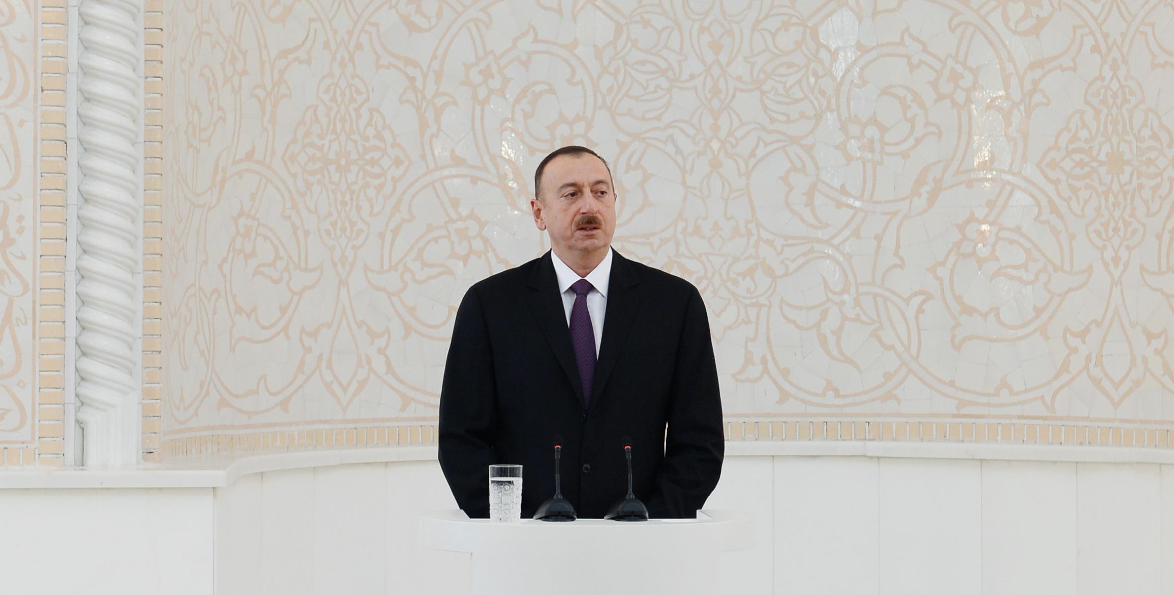 Speech by Ilham Aliyev at the opening of Heydar Mosque in Baku