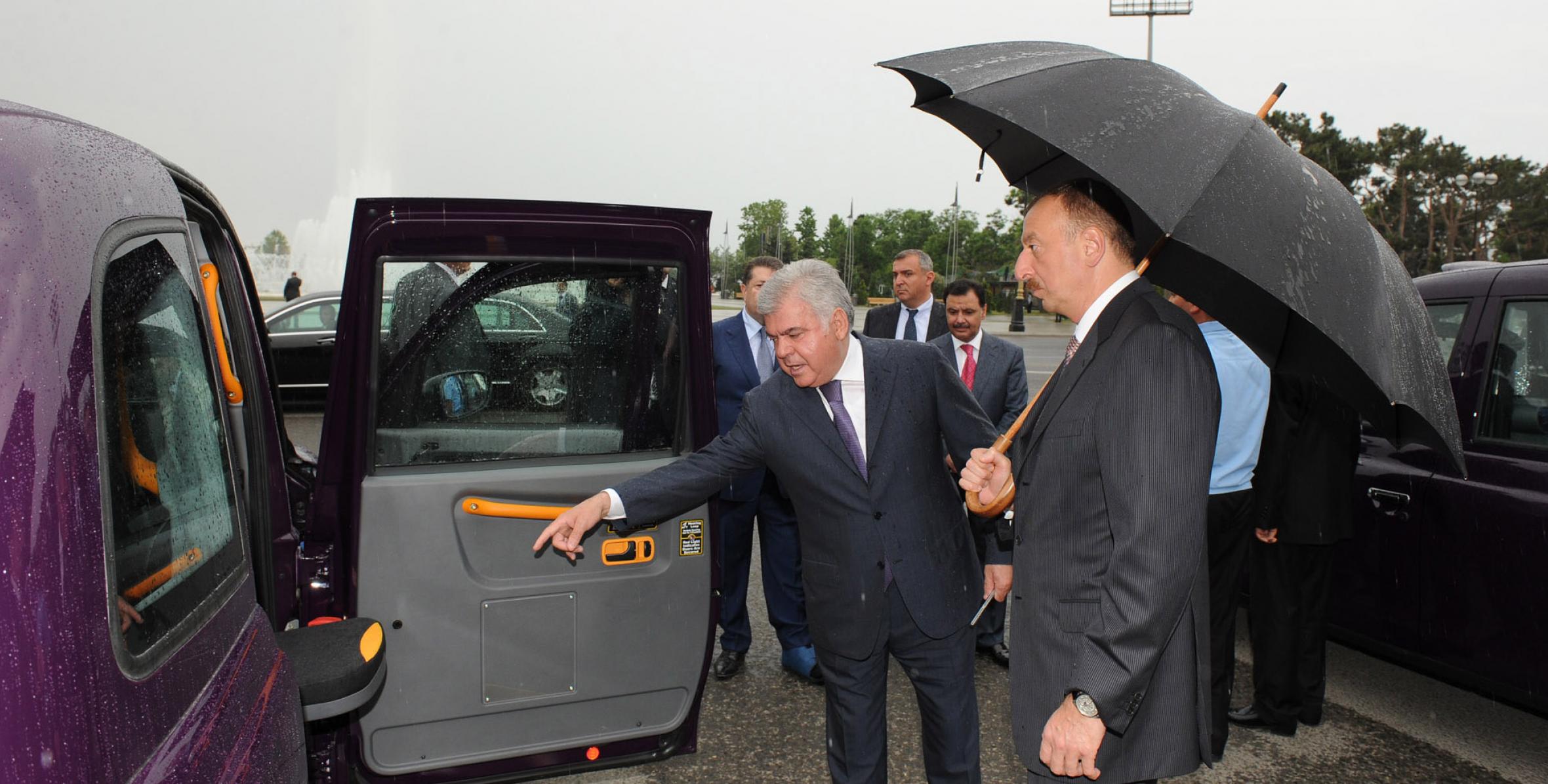 Ilham Aliyev reviewed the new automobiles brought to Baku