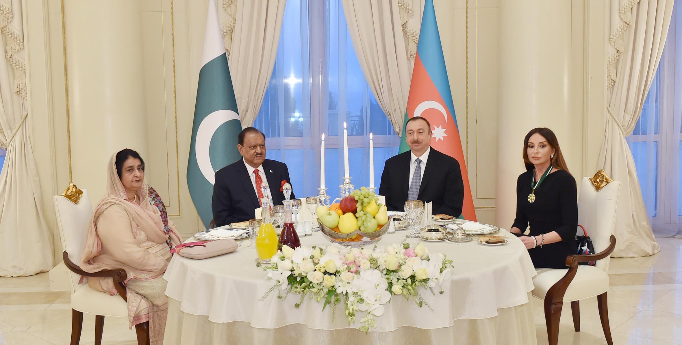 Dinner reception was hosted on behalf of President Ilham Aliyev in honor of President Mamnoon Hussain