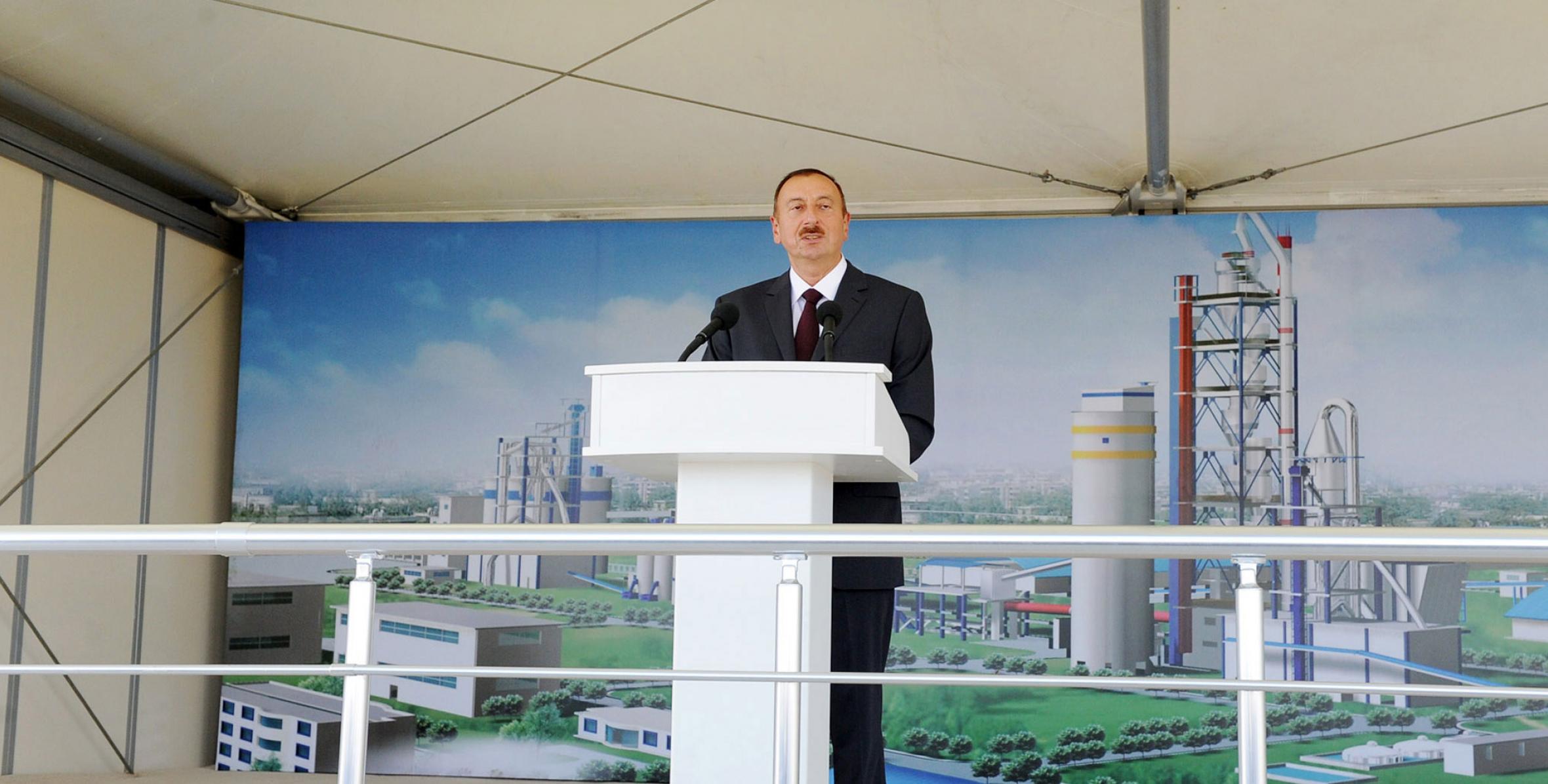 Speech by Ilham Aliyev at the opening of a new production line at the Gazakh cement plant