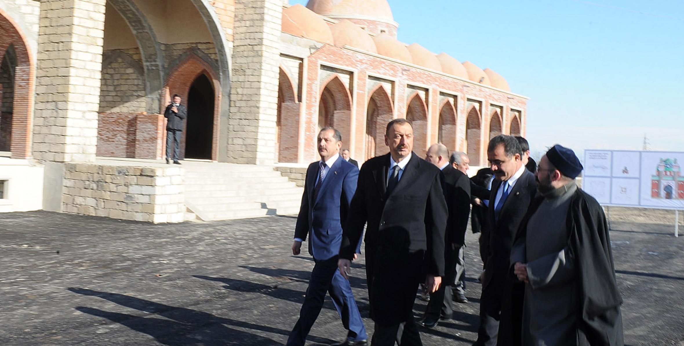 Ilham Aliyev studied the repair-restoration and construction work carried out in Ganja’s Imamzade Compound