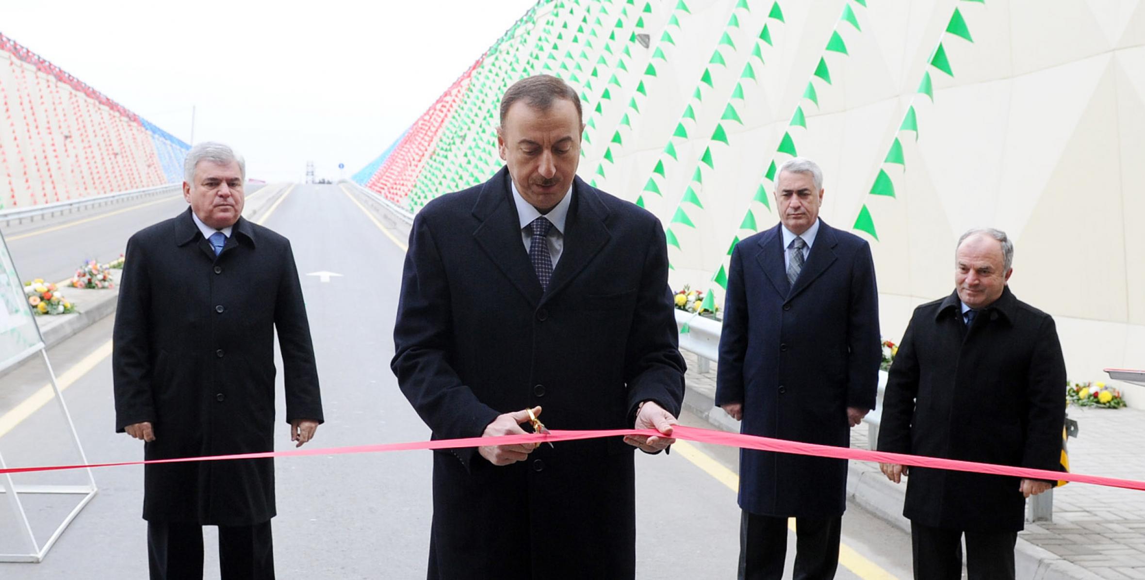 Ilham Aliyev attended the opening of a tunnel and overpass of the Buzovna road junction