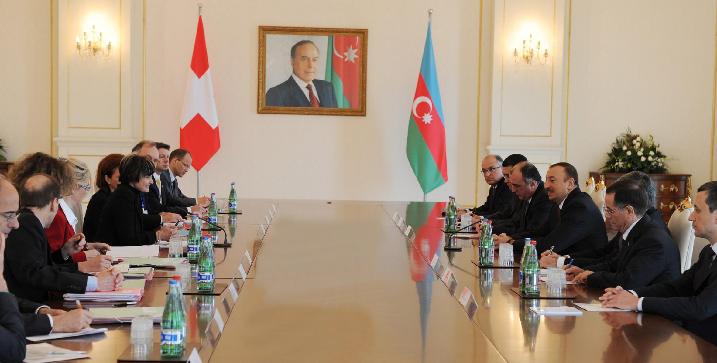 Meeting of Ilham Aliyev and Swiss President Micheline Calmy-Rey in expanded format was held