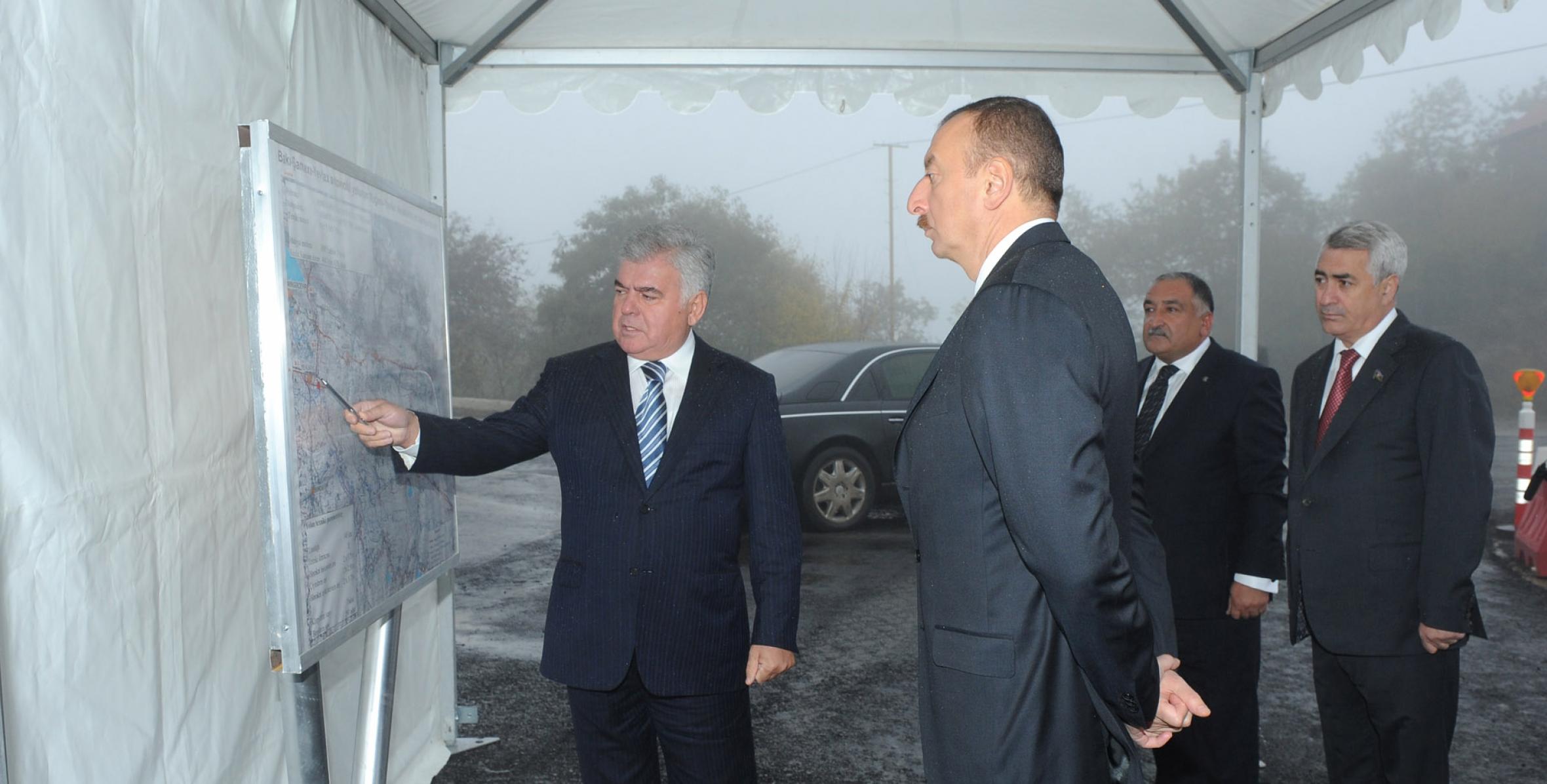 Ilham Aliyev examined progress of major overhaul of the Muganli-Yevlakh section of the Baku-Shamakhi-Yevlakh highway