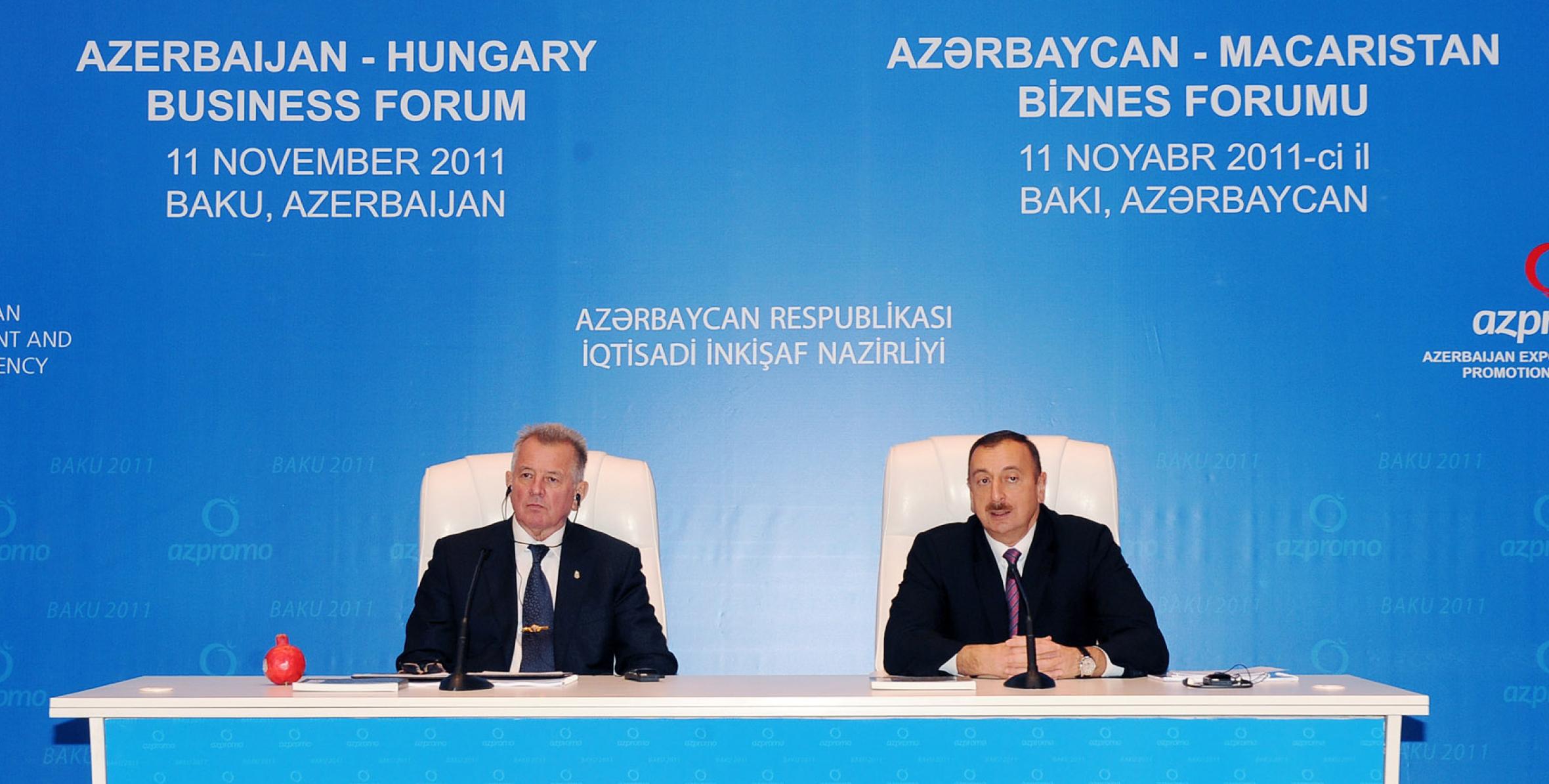 Azərbaycan-Macarıstan biznes forumunda İlham Əliyevin nitqi