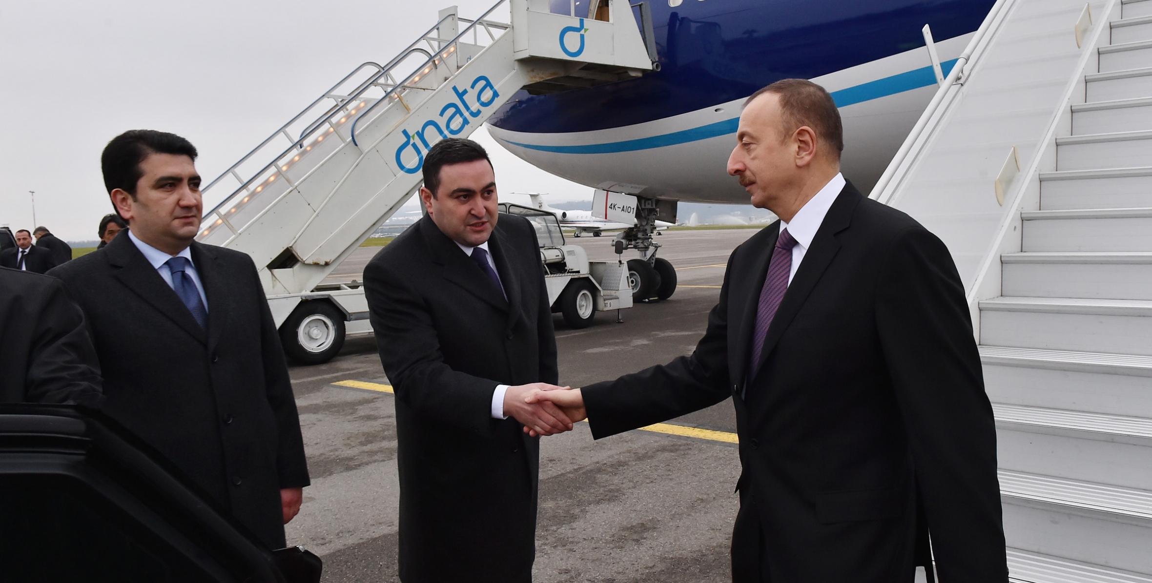 Ильхам Алиев прибыл с рабочим визитом в Швейцарию