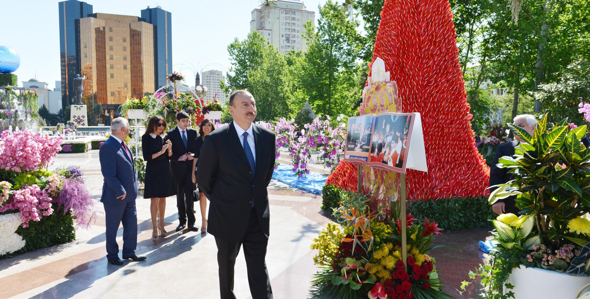 Ilham Aliyev attended the holiday of flowers organized in the capital of Azerbaijan on the occasion of the 90th birthday anniversary of nationwide leader Heydar Aliyev