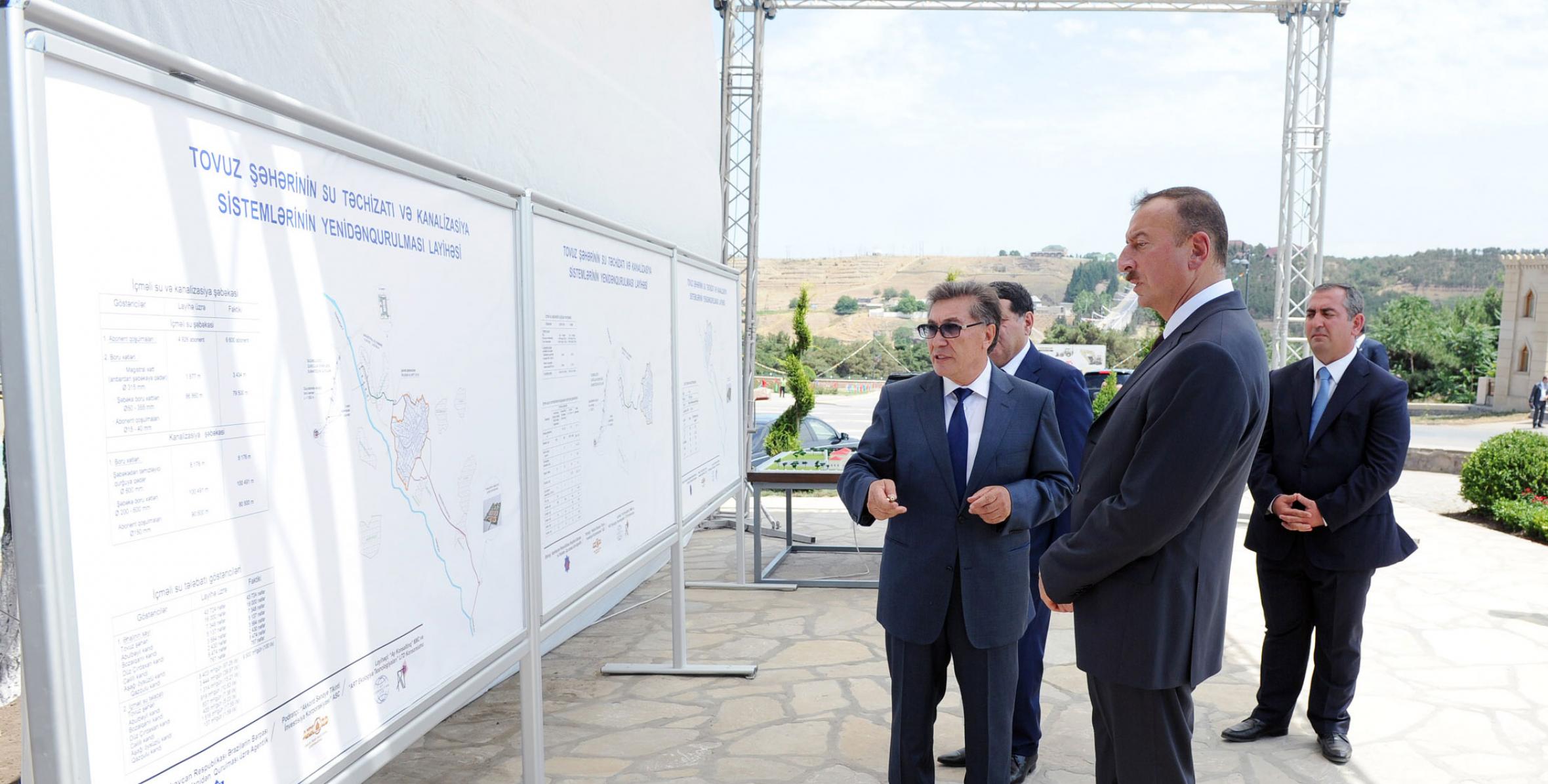 Ильхам Алиев принял участие в церемонии сдачи в эксплуатацию после реконструкции систем водоснабжения и канализации города Товуз
