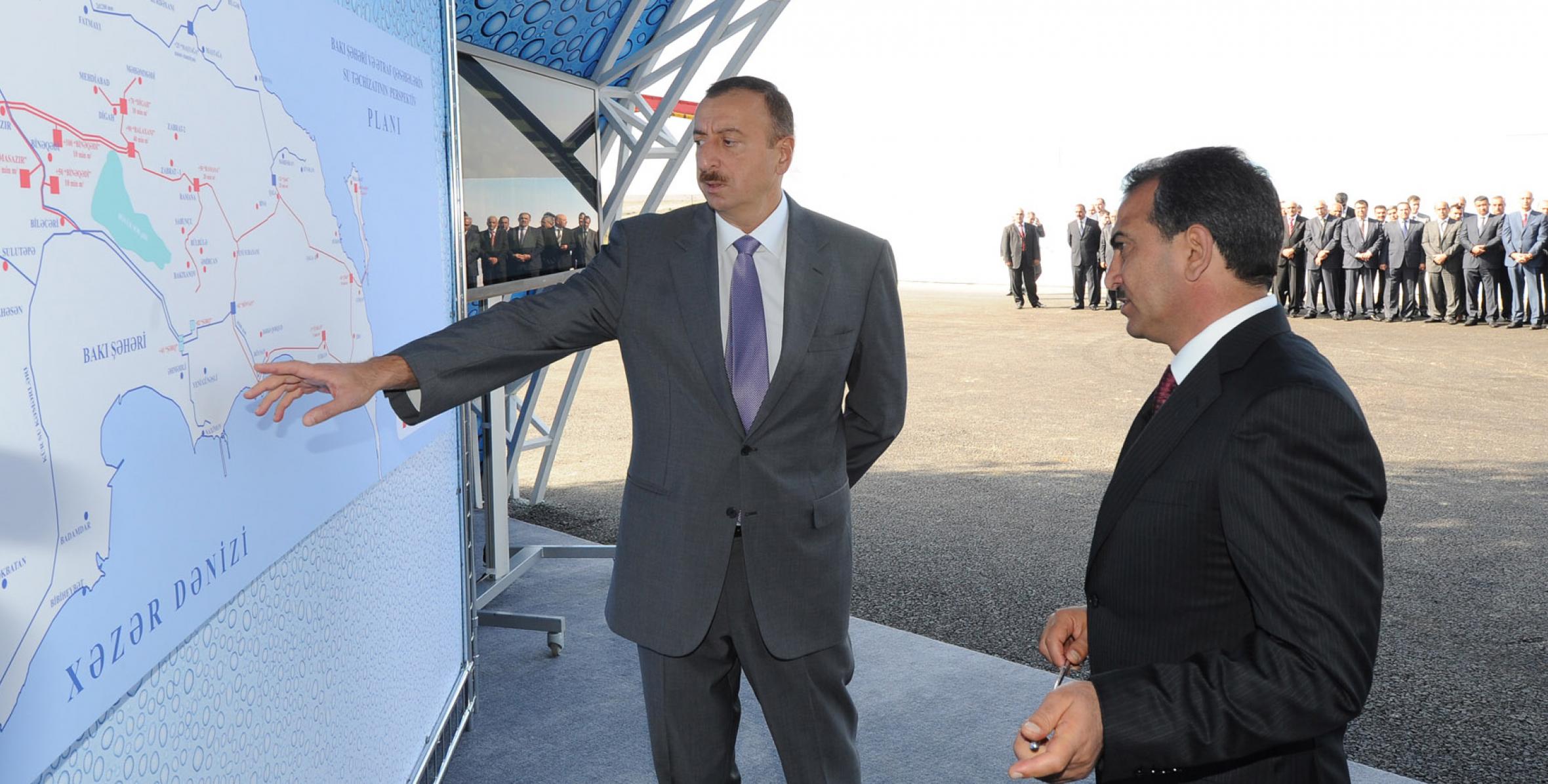 Ilham Aliyev attended the foundation-laying ceremony for the Jeyranbatan water treatment ultra-filtration facility