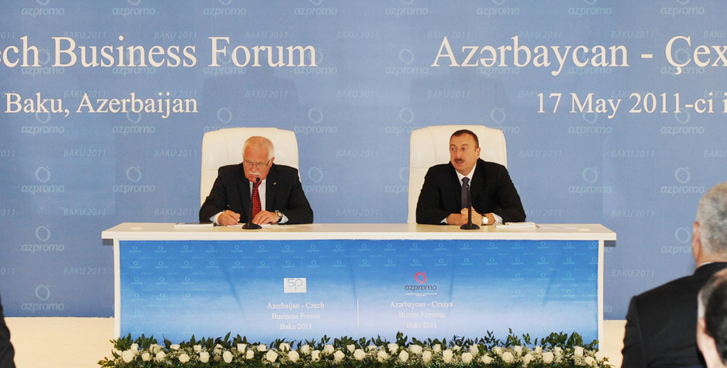 Речь Ильхама Алиева на азербайджано-чешский бизнес-форум
