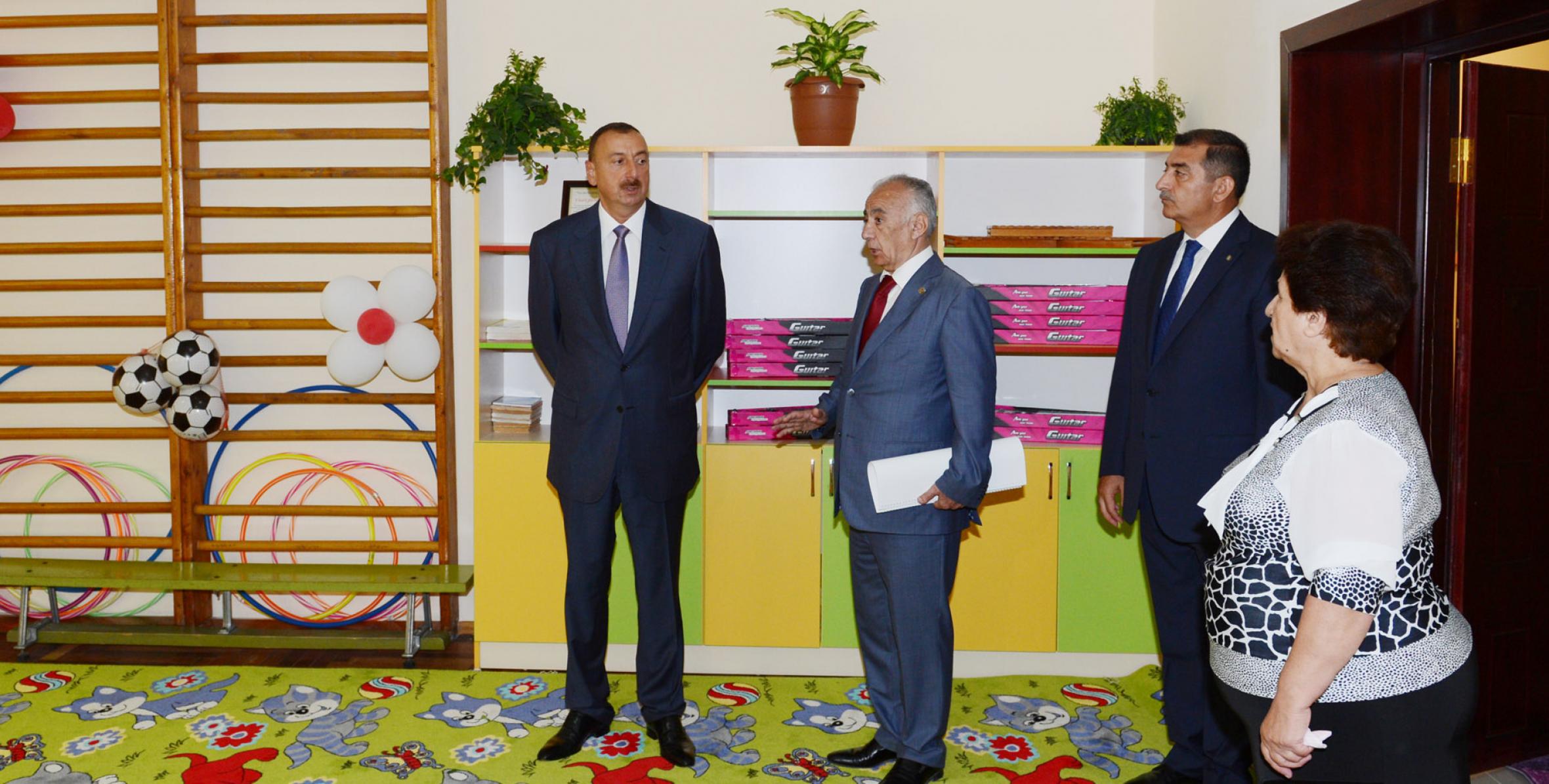Ilham Aliyev reviewed nursery-kindergarten No 268 in the Bulbula settlement of Baku after reconstruction