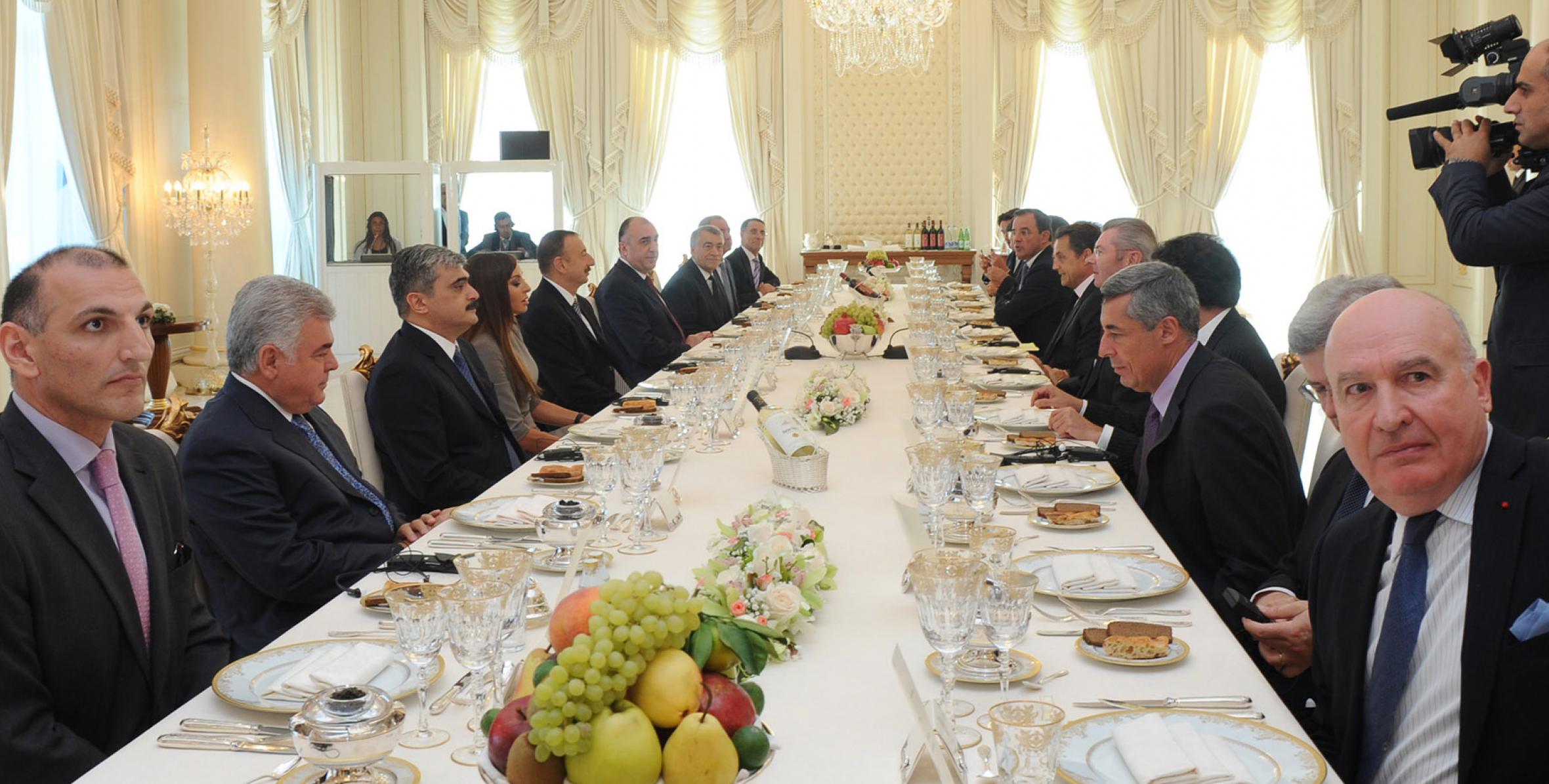 Ilham Aliyev and French President Nicolas Sarkozy had luncheon together