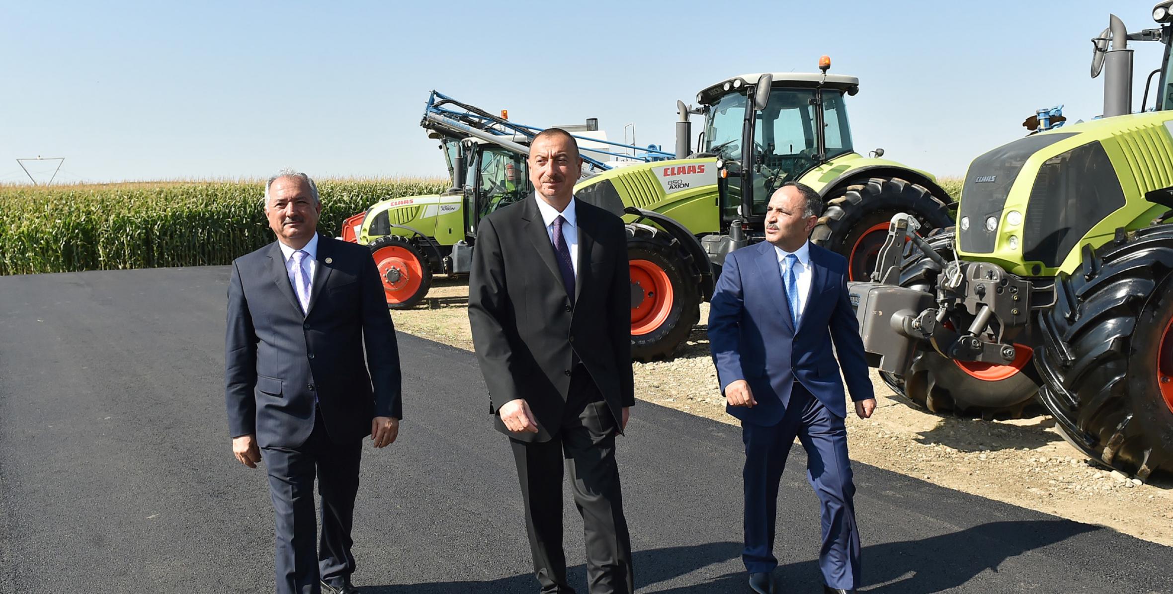 Ilham Aliyev reviewed a grain plant of Avangard LLC in Jalilabad