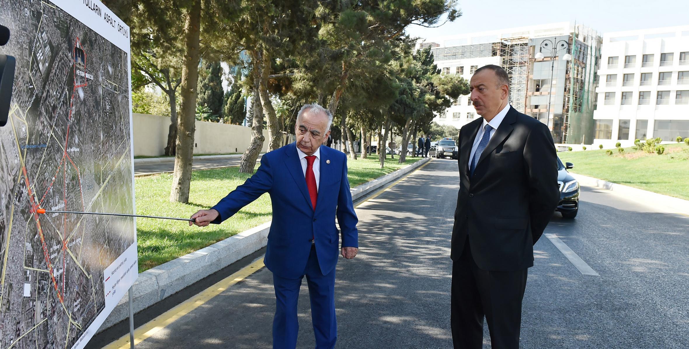Ильхам Алиев ознакомился с состоянием улиц Пищевари, Джавадхана, Гусейна Сеидзаде в Баку после проведенных работ по благоустройству и реконструкции