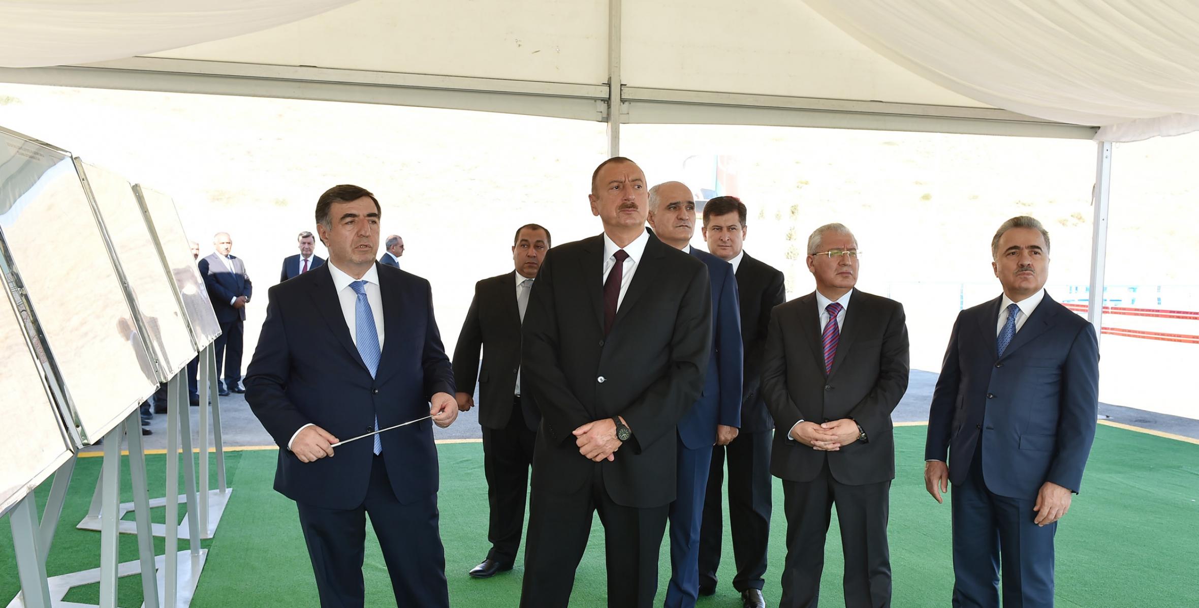 Ilham Aliyev attended the ceremony to start water supply from Takhtakorpu-Jeyranbatan canal to new lands in Khizi District