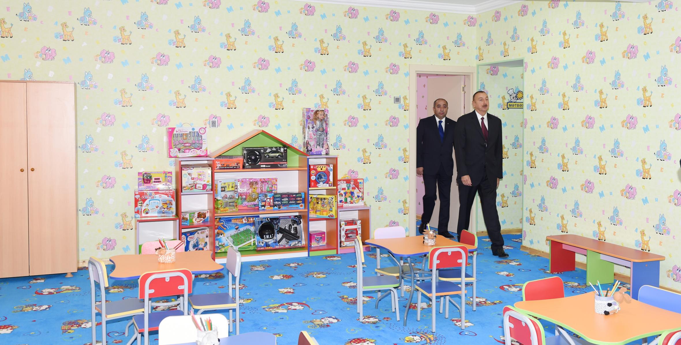 Ильхам Алиев принял участие в открытии яслей-детского сада в Кюрдамире