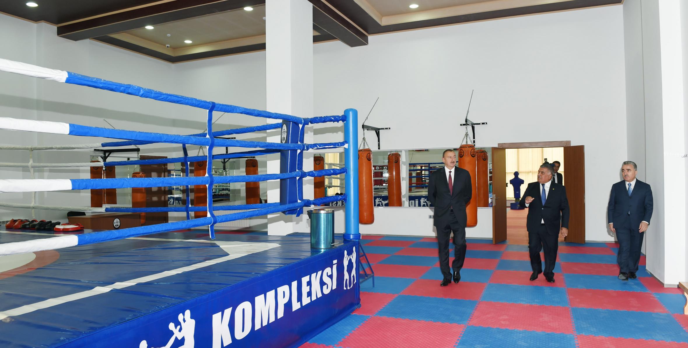 Ильхам Алиев в рамках поездки в Агсуинский район принял участие в открытии Спортивного комплекса