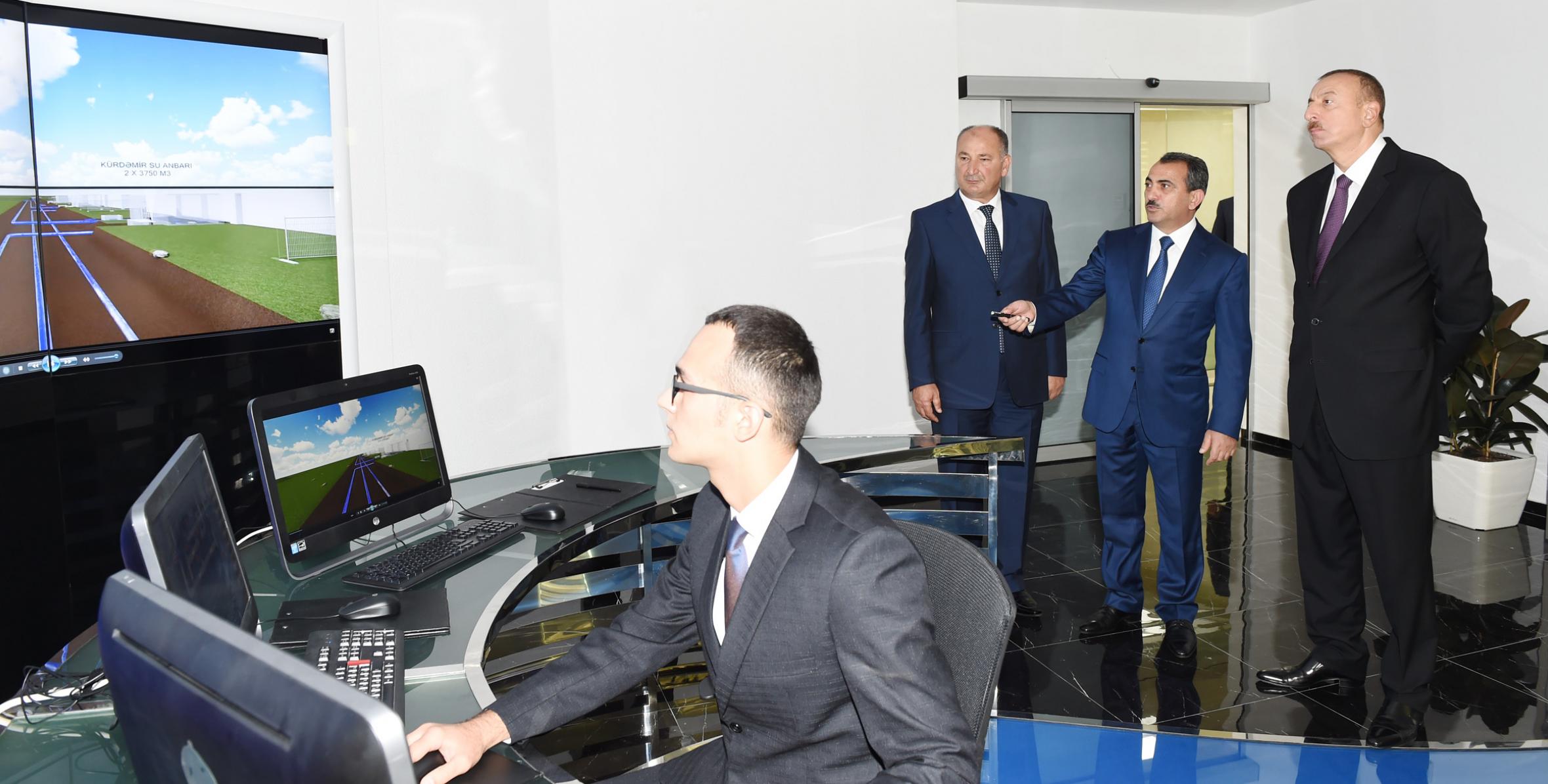 Ильхам Алиев принял участие в церемонии, организованной по случаю завершения проекта реконструкции системы водоснабжения города Уджар
