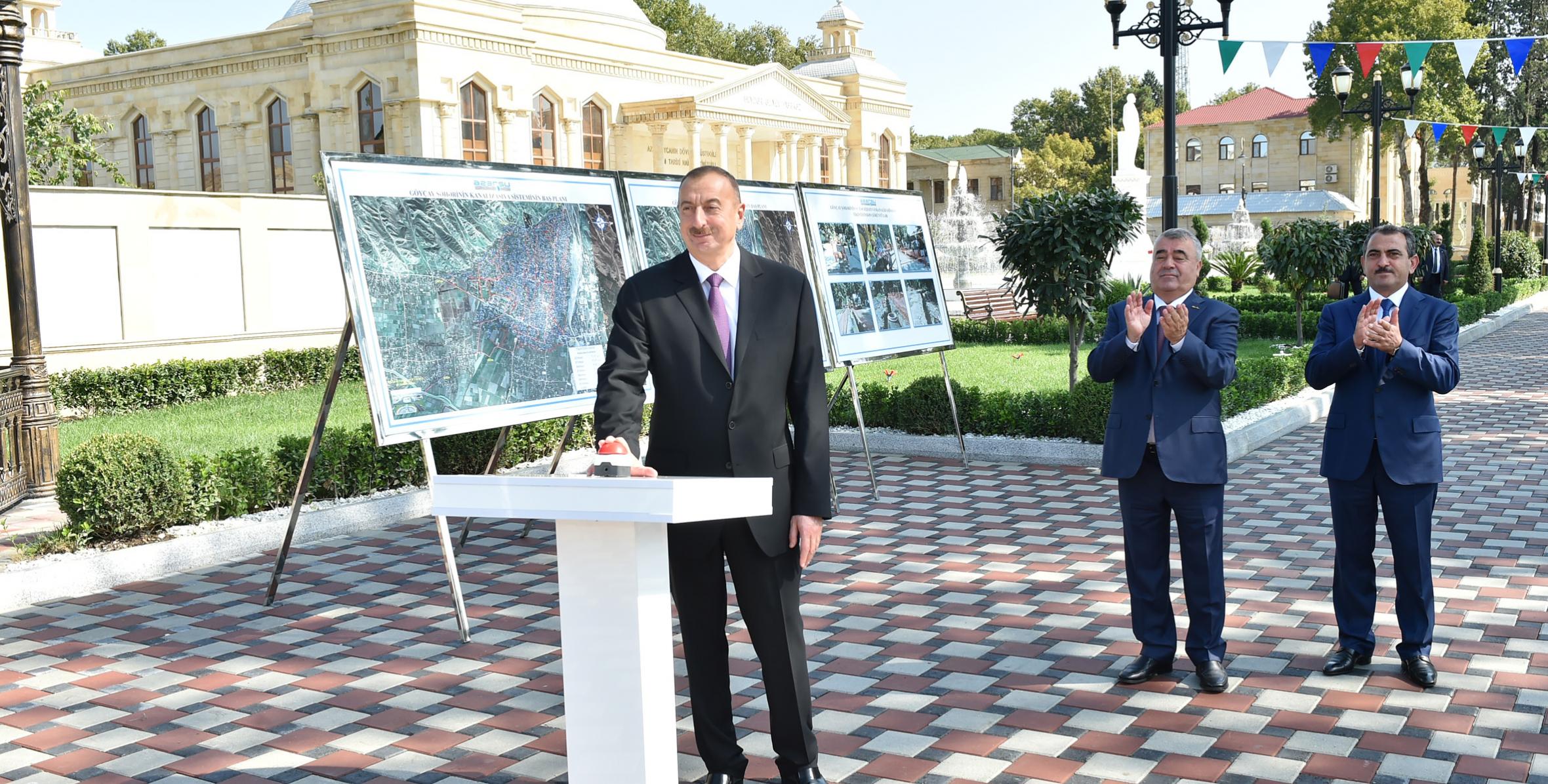 Ильхам Алиева принял участие в церемонии  подачи чистой питьевой воды в районный центр Гейчая