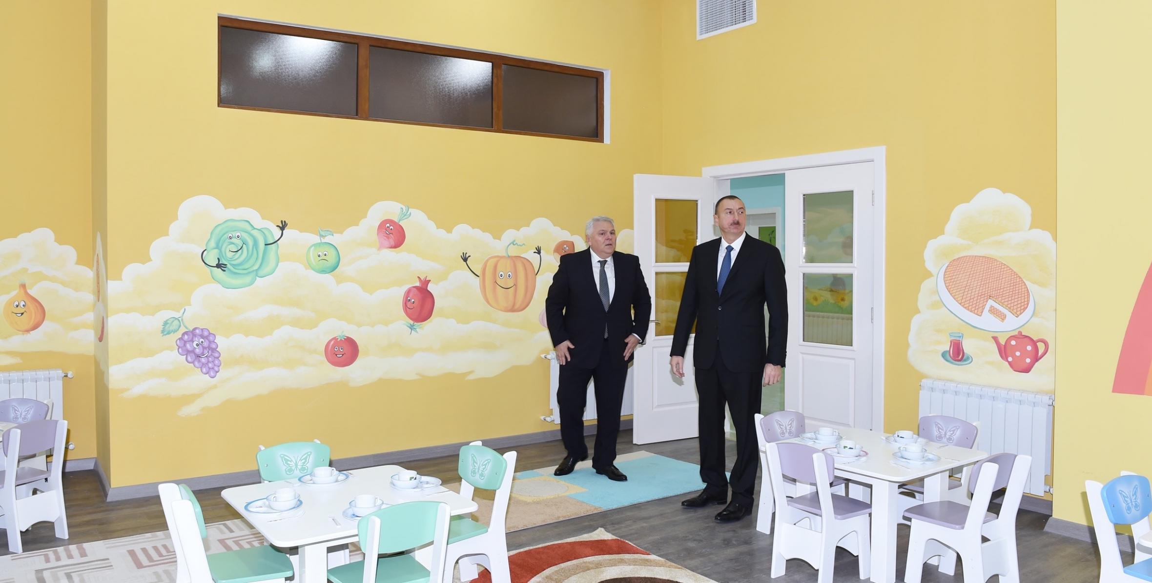 Ильхам Алиев принял участие в открытии яслей-детского сада на 160 мест, построенного в Шеки по инициативе Фонда Гейдара Алиева