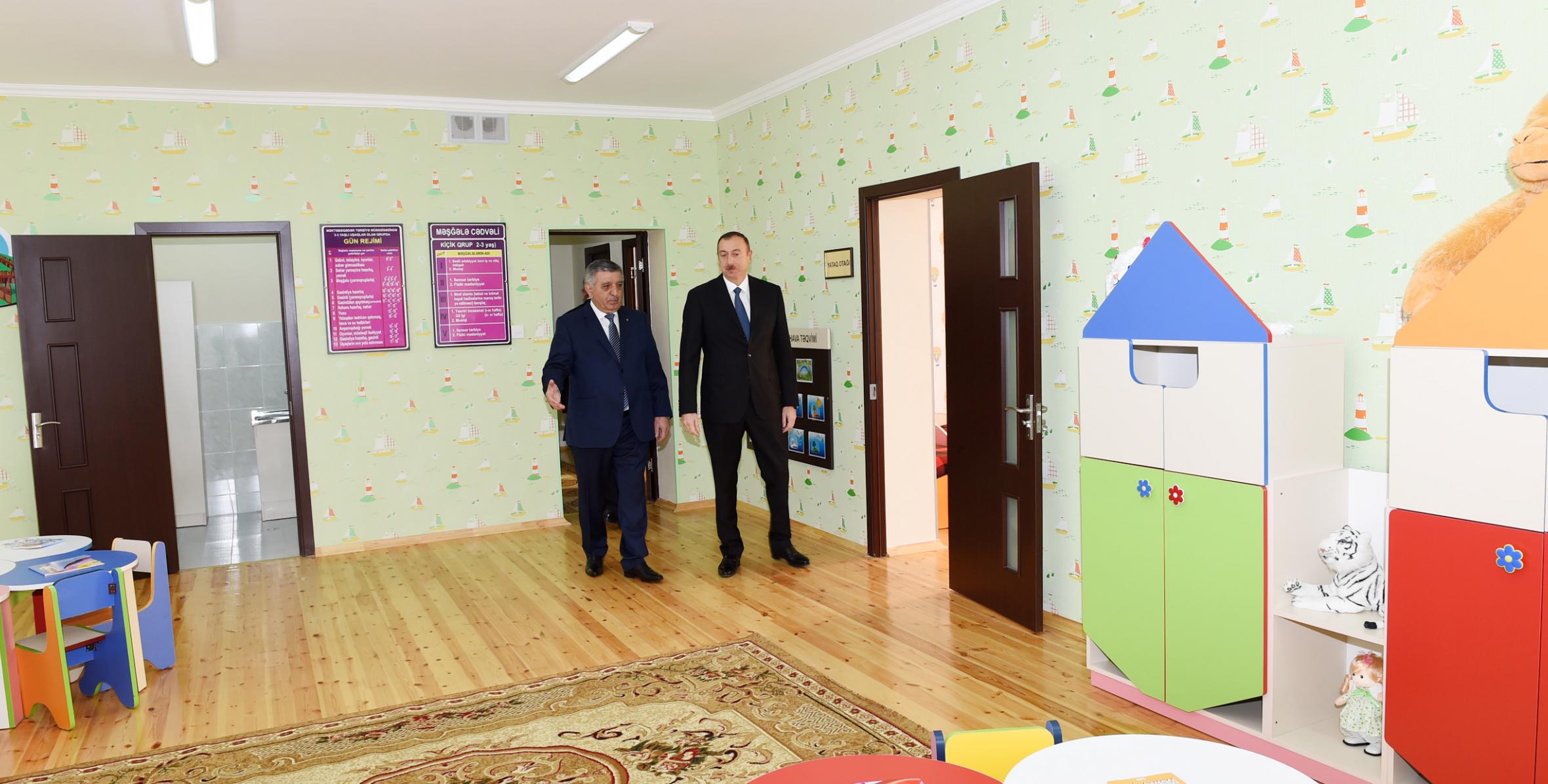 Ильхам Алиев принял участие в открытии яслей-детского сада «Гызылгюль», построенного по инициативе Фонда Гейдара Алиева в Загатале