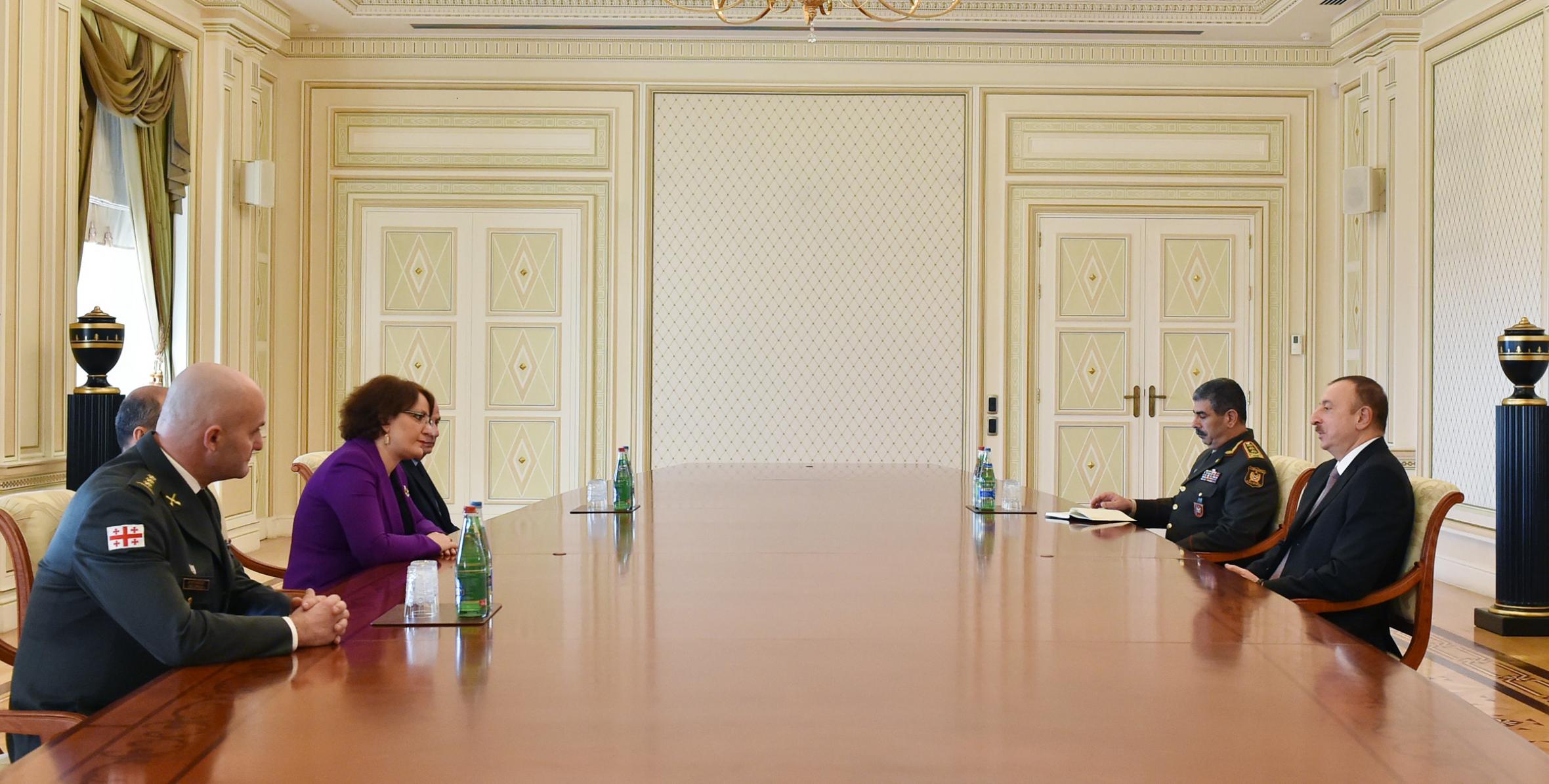 Ilham Aliyev received the Georgian Defence Minister